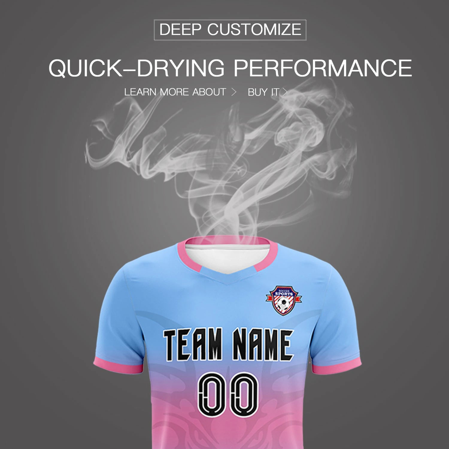 Custom Light Blue Pink Soft Training Uniform Soccer Sets Jersey