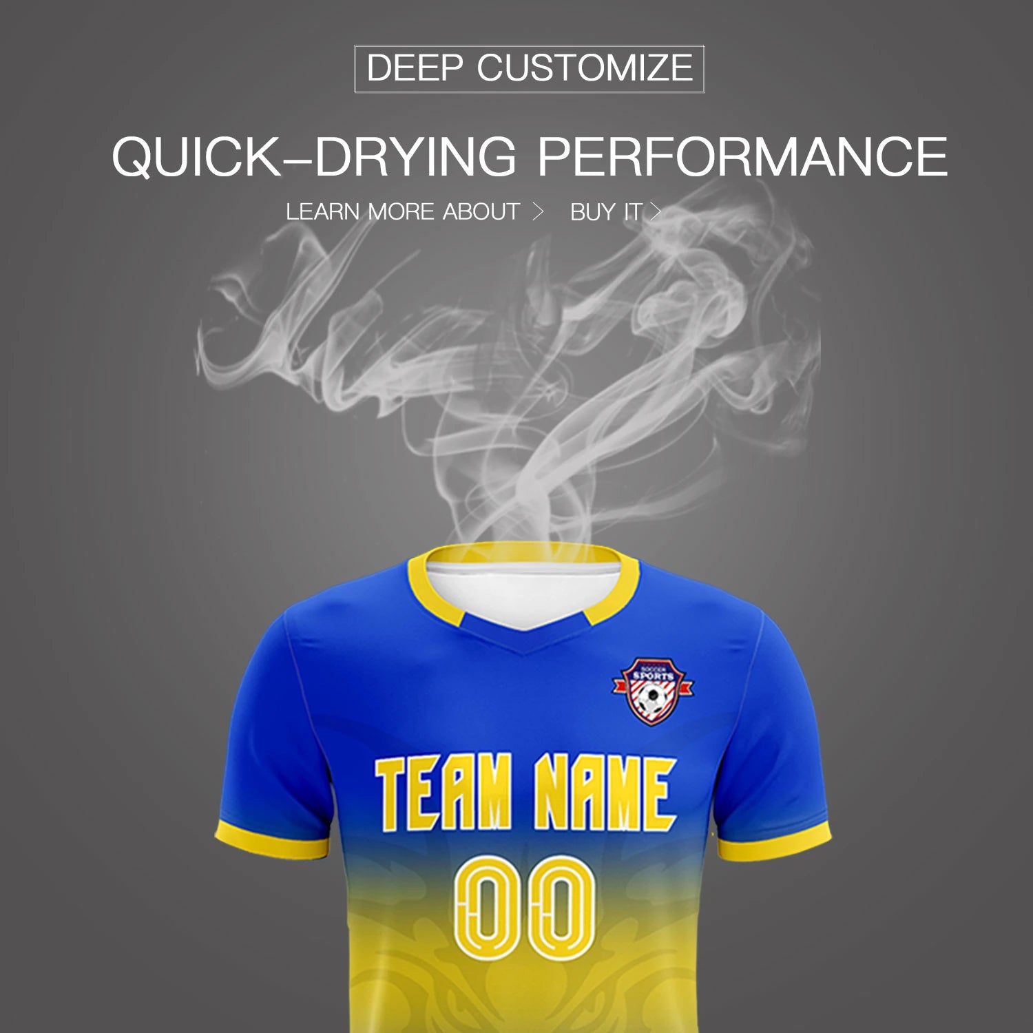 Custom Royal Blue Yellow Soft Training Uniform Soccer Sets Jersey