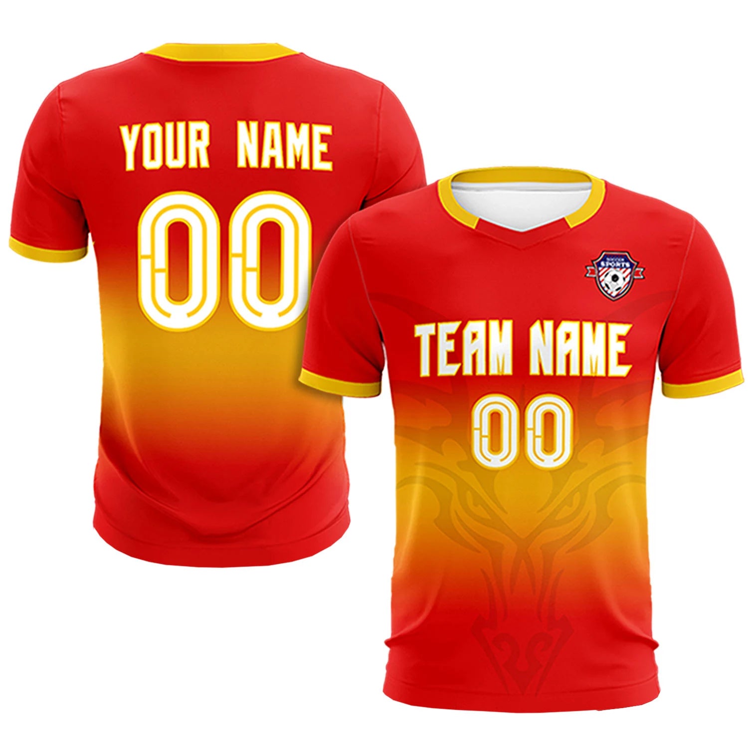 Custom Red Yellow Soft Training Uniform Soccer Sets Jersey