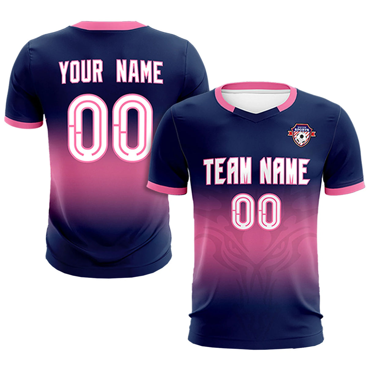 Custom Navy Pink Soft Training Uniform Soccer Sets Jersey