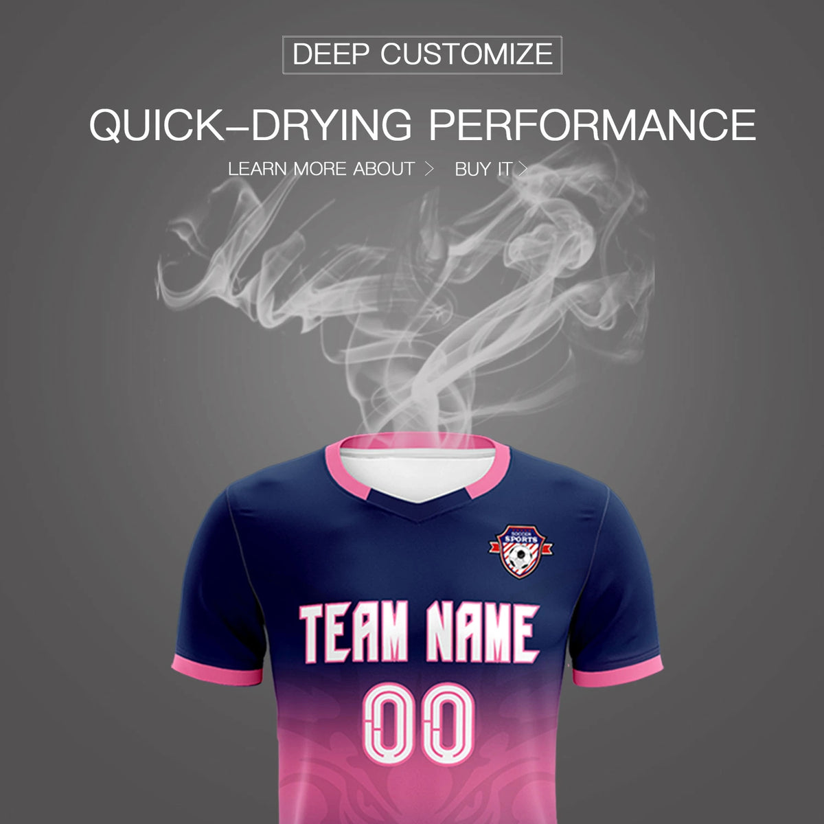 Custom Navy Pink Soft Training Uniform Soccer Sets Jersey