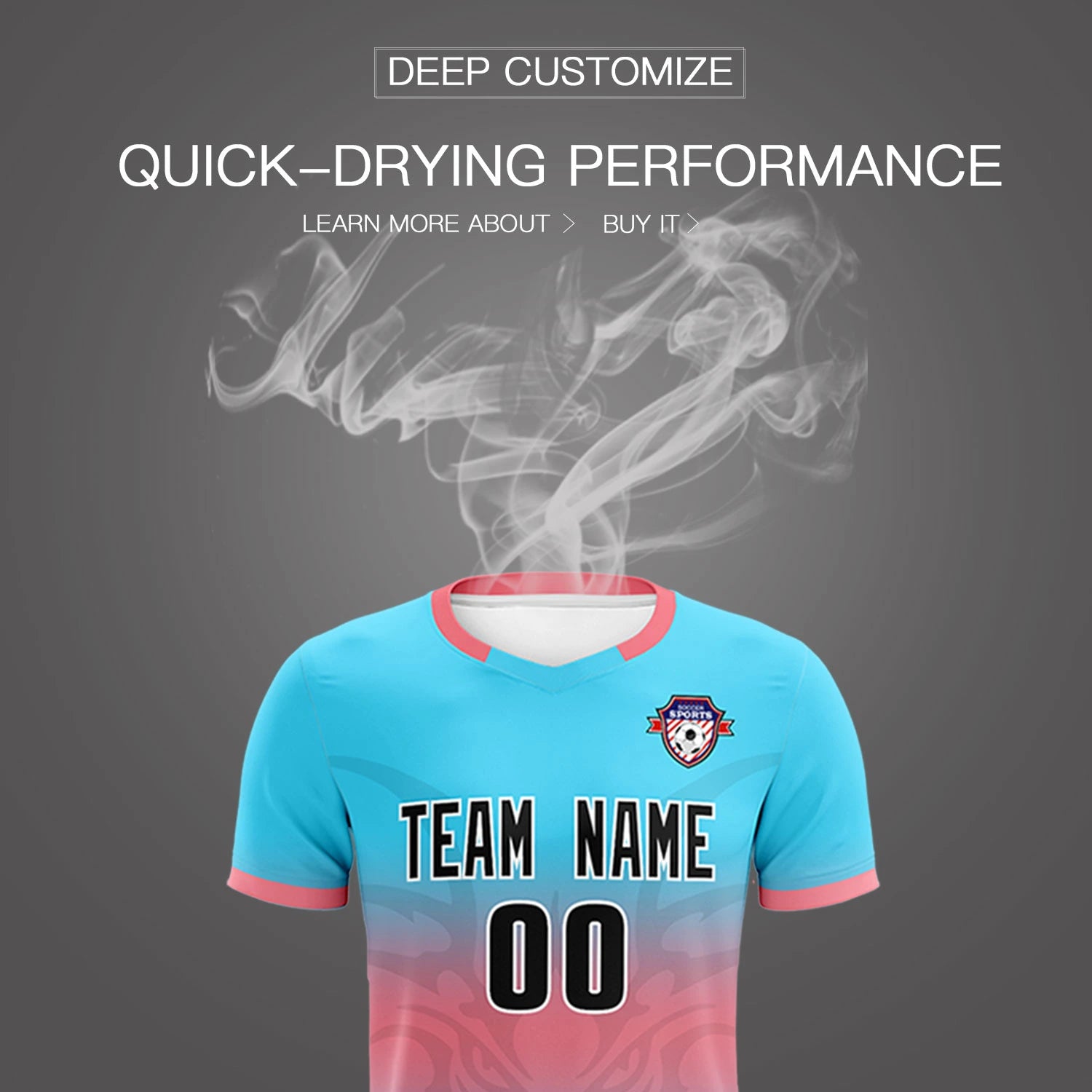 Custom Powder Blue Light Red Soft Training Uniform Soccer Sets Jersey
