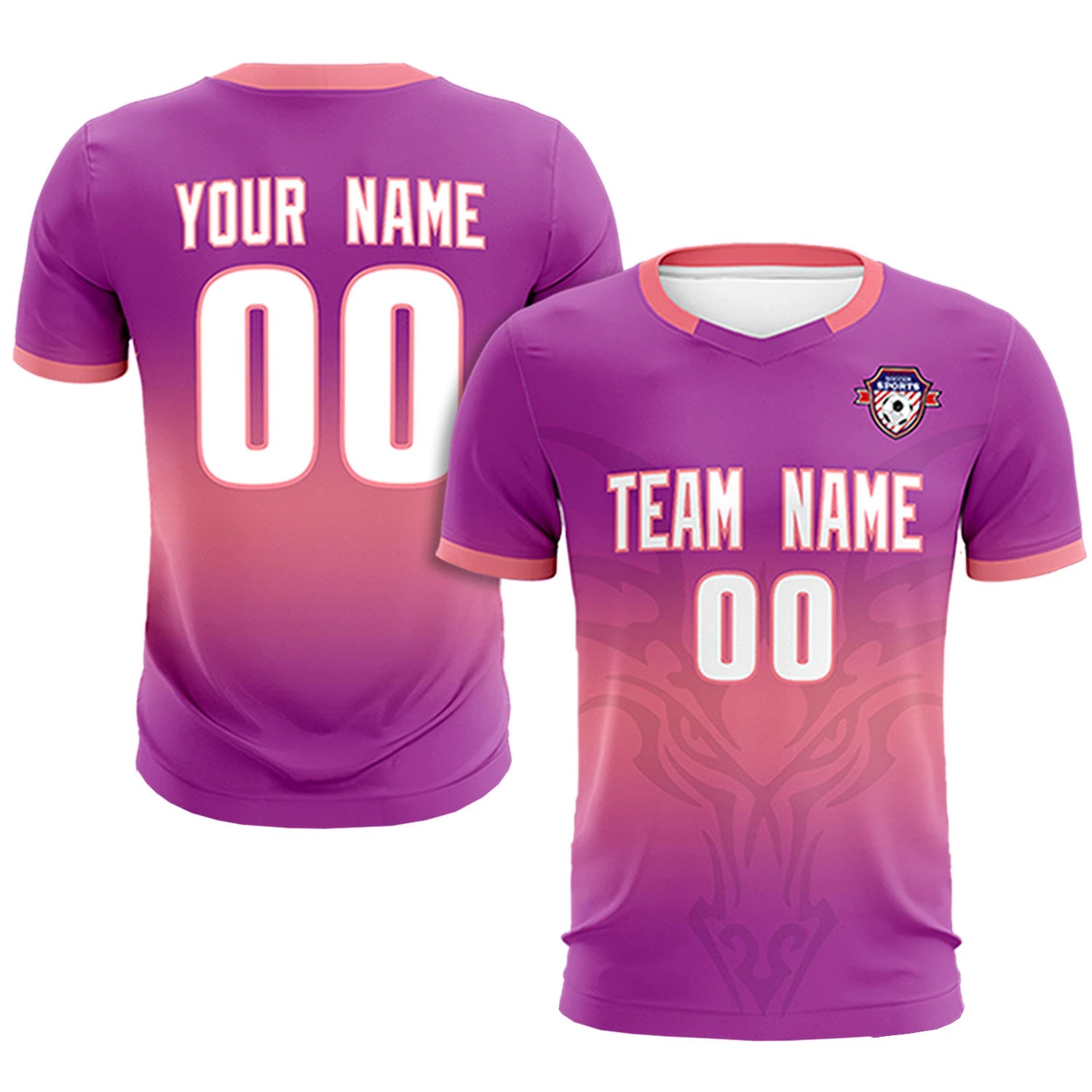 Custom Dark Pink Light Red Soft Training Uniform Soccer Sets Jersey