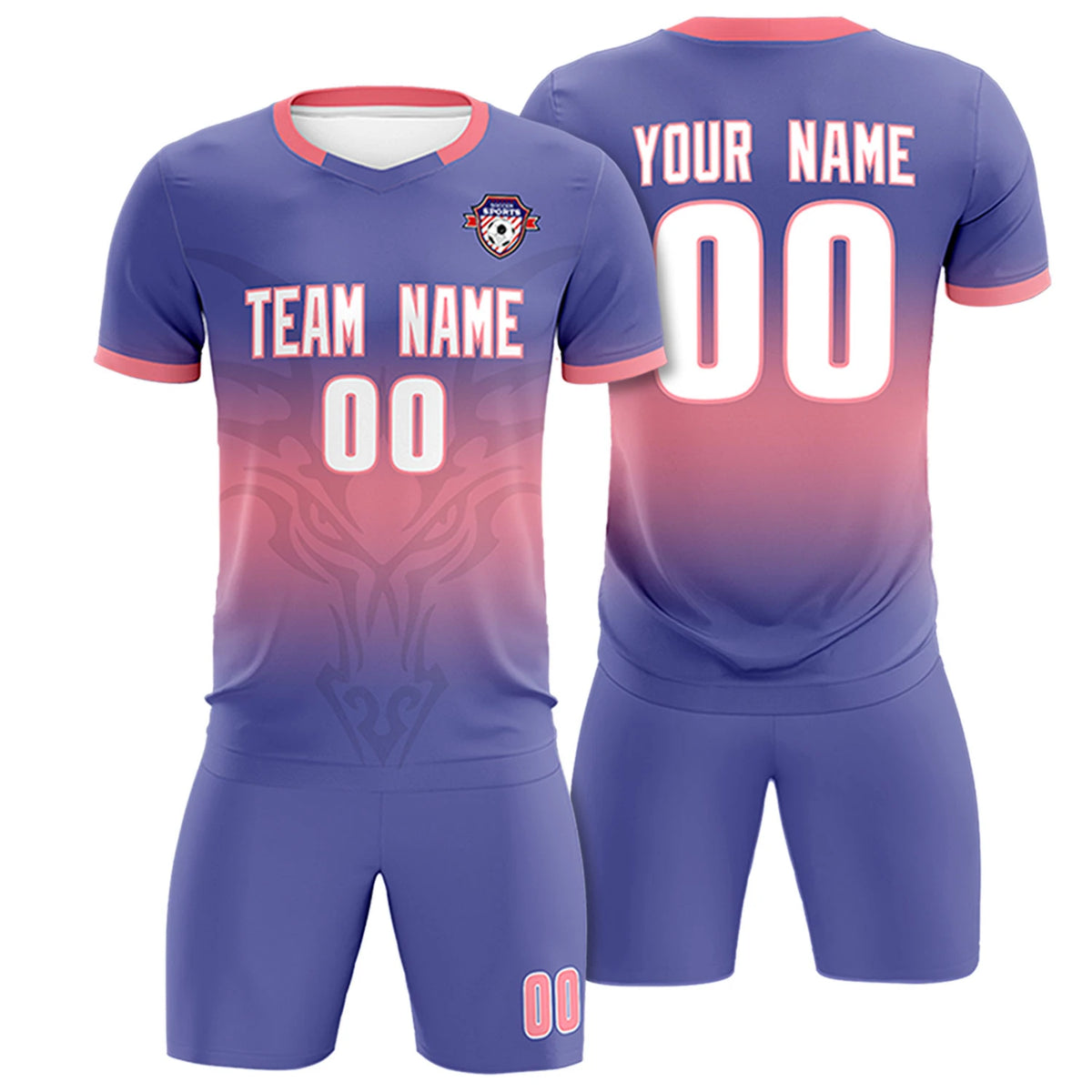 Custom Light Purple Light Red Soft Training Uniform Soccer Sets Jersey