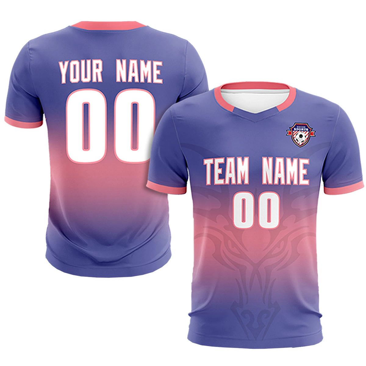 Custom Light Purple Light Red Soft Training Uniform Soccer Sets Jersey