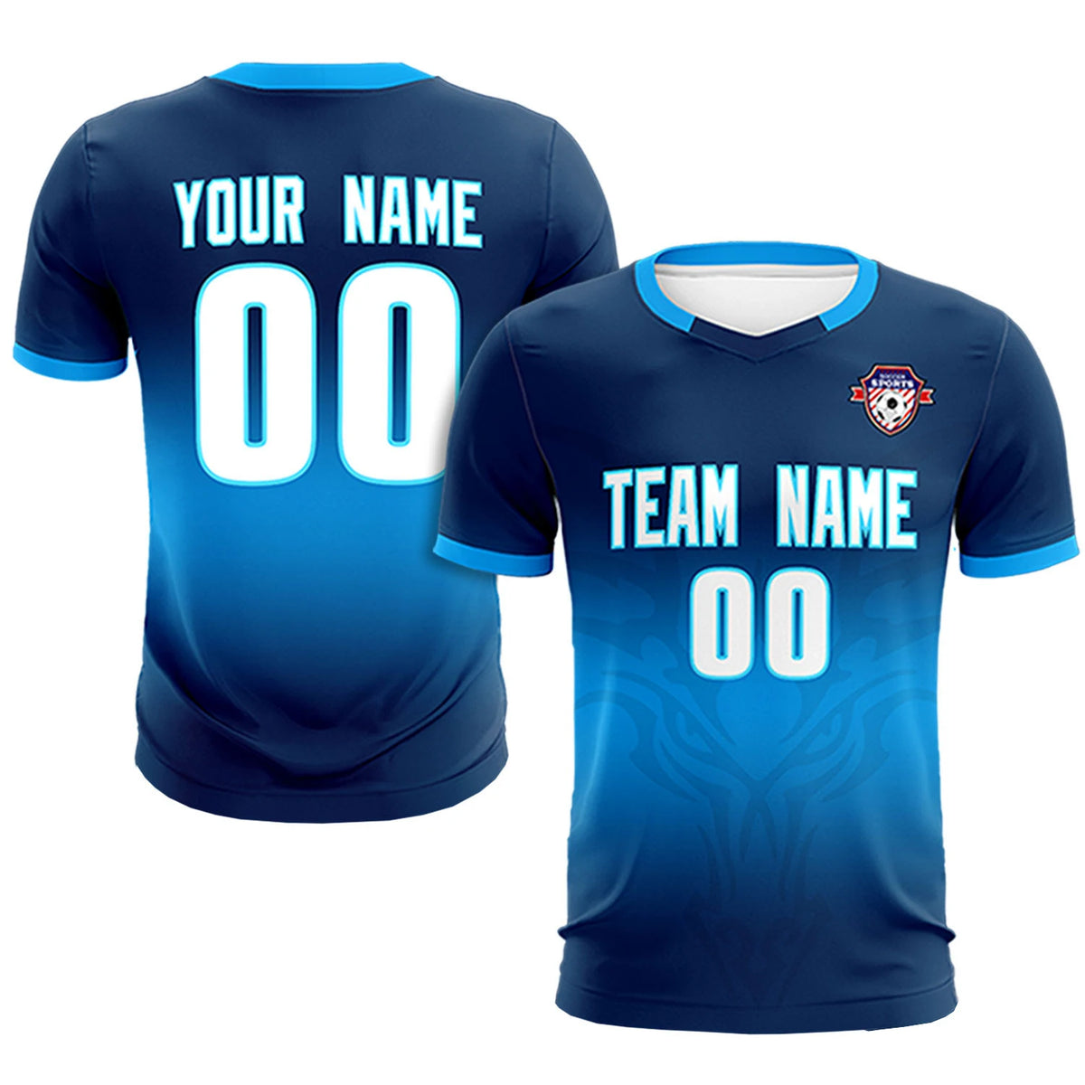 Custom Navy Powder Blue Soft Training Uniform Soccer Sets Jersey