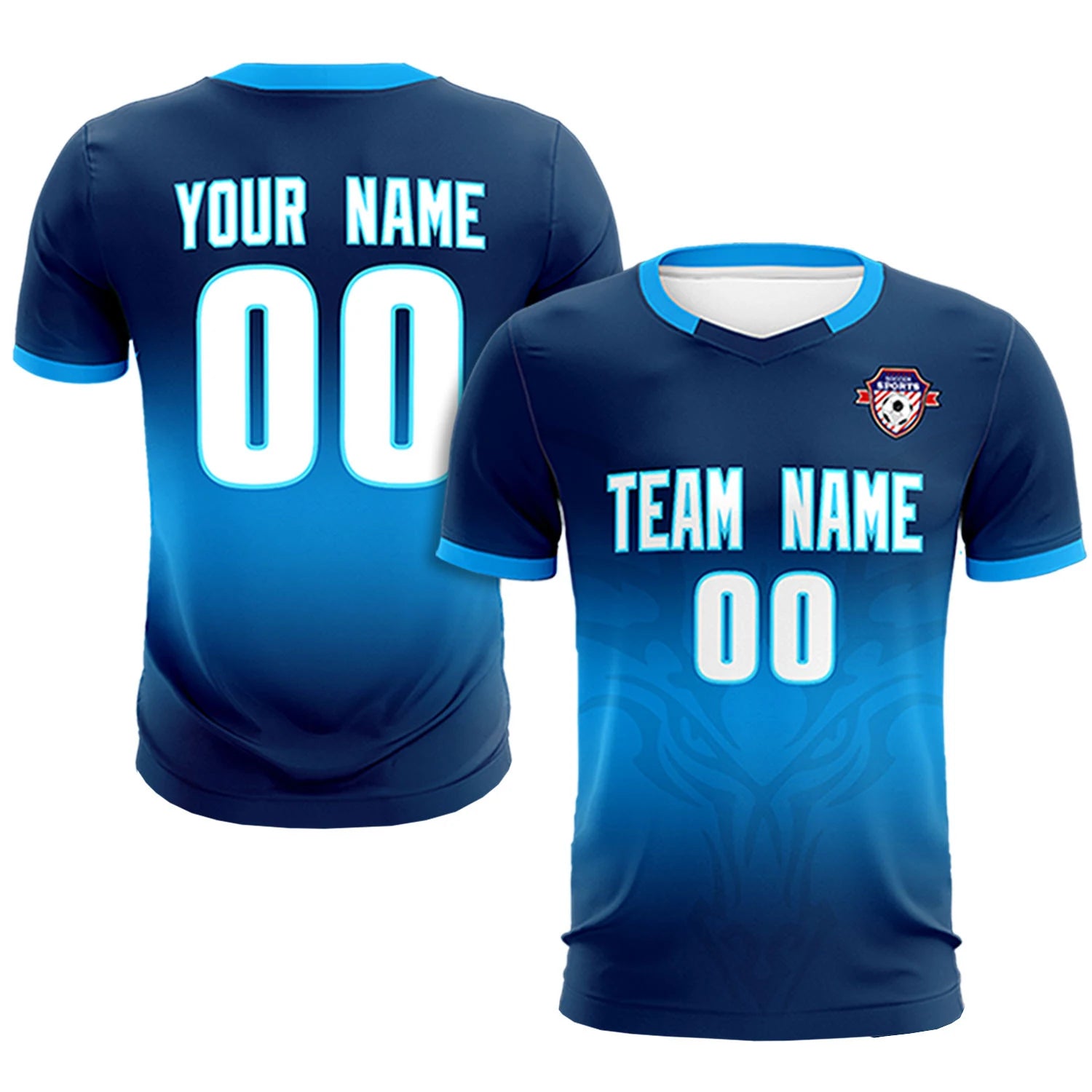 Custom Navy Powder Blue Soft Training Uniform Soccer Sets Jersey