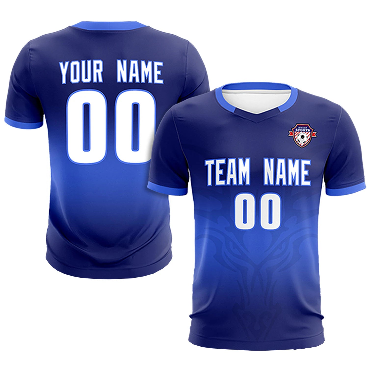 Custom Navy Royal Blue Soft Training Uniform Soccer Sets Jersey