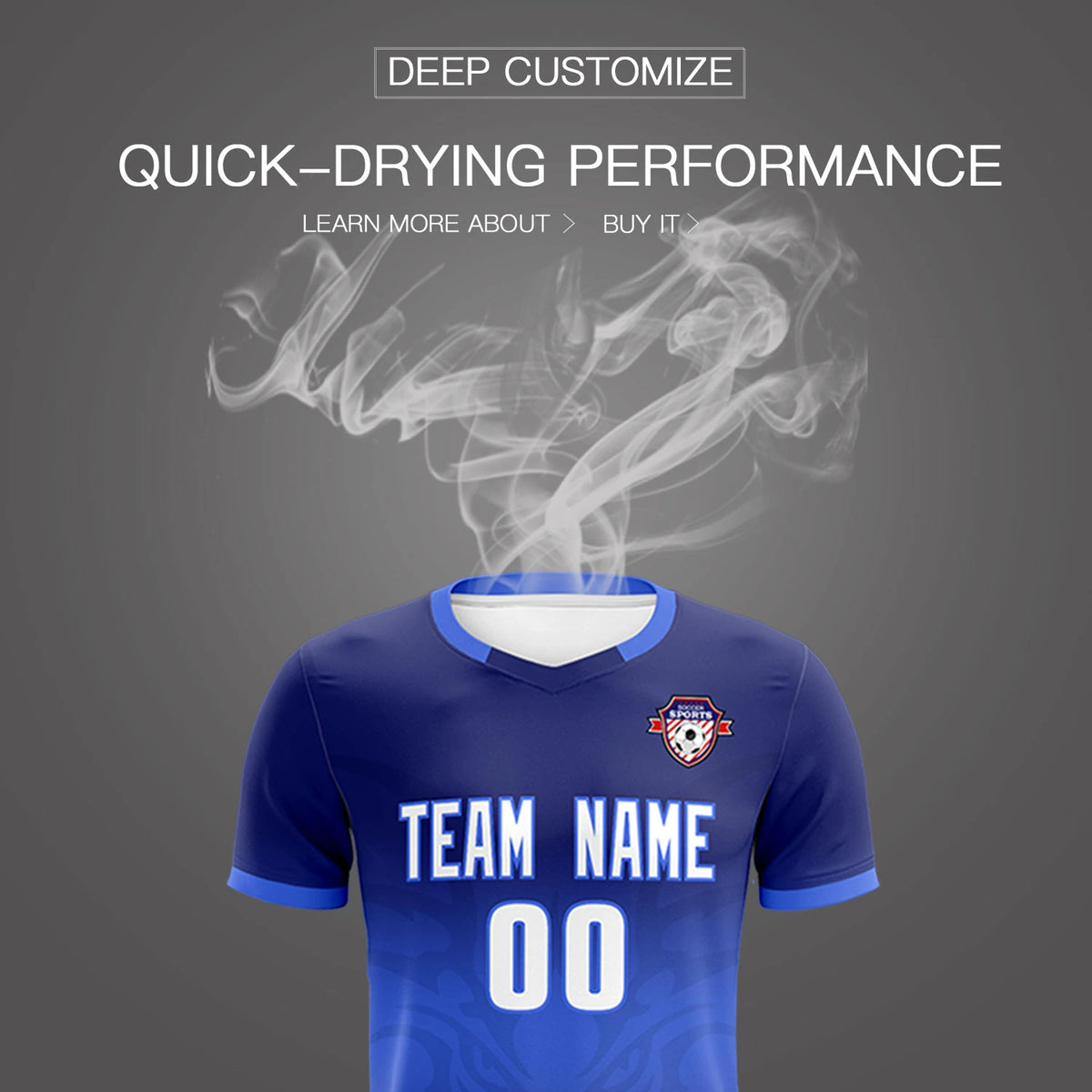 Custom Navy Royal Blue Soft Training Uniform Soccer Sets Jersey