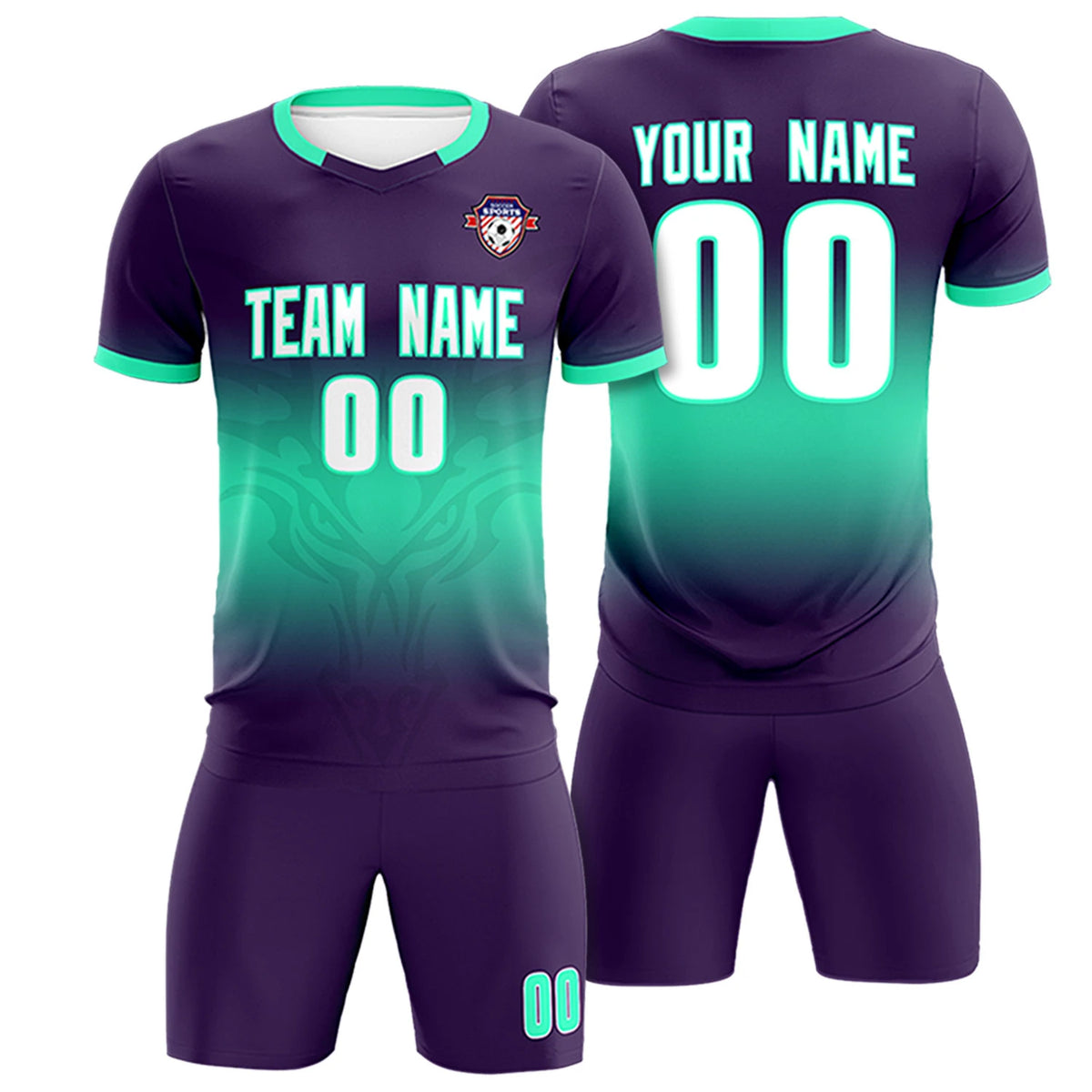 Custom Light Purple Light Green Soft Training Uniform Soccer Sets Jersey