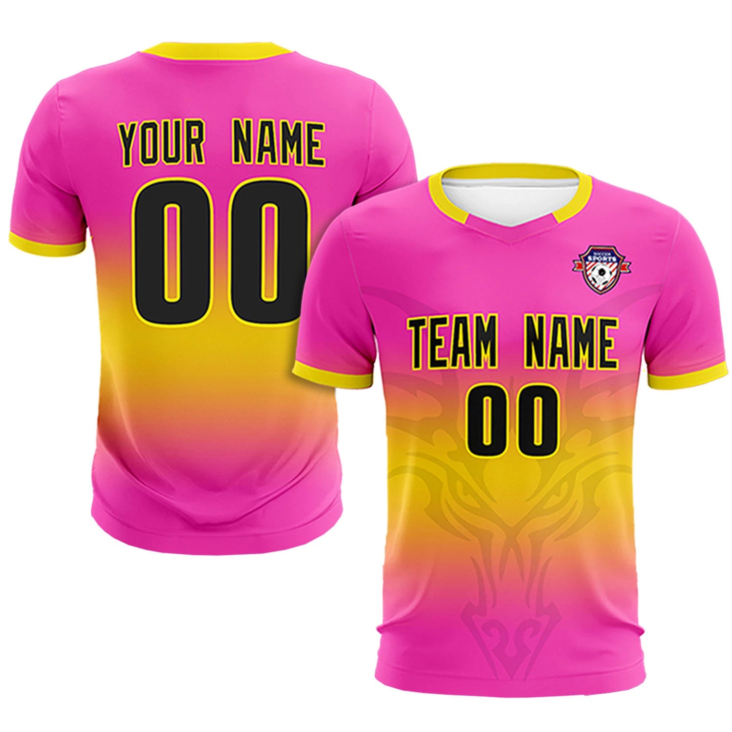 Custom Pink Yellow Soft Training Uniform Soccer Sets Jersey