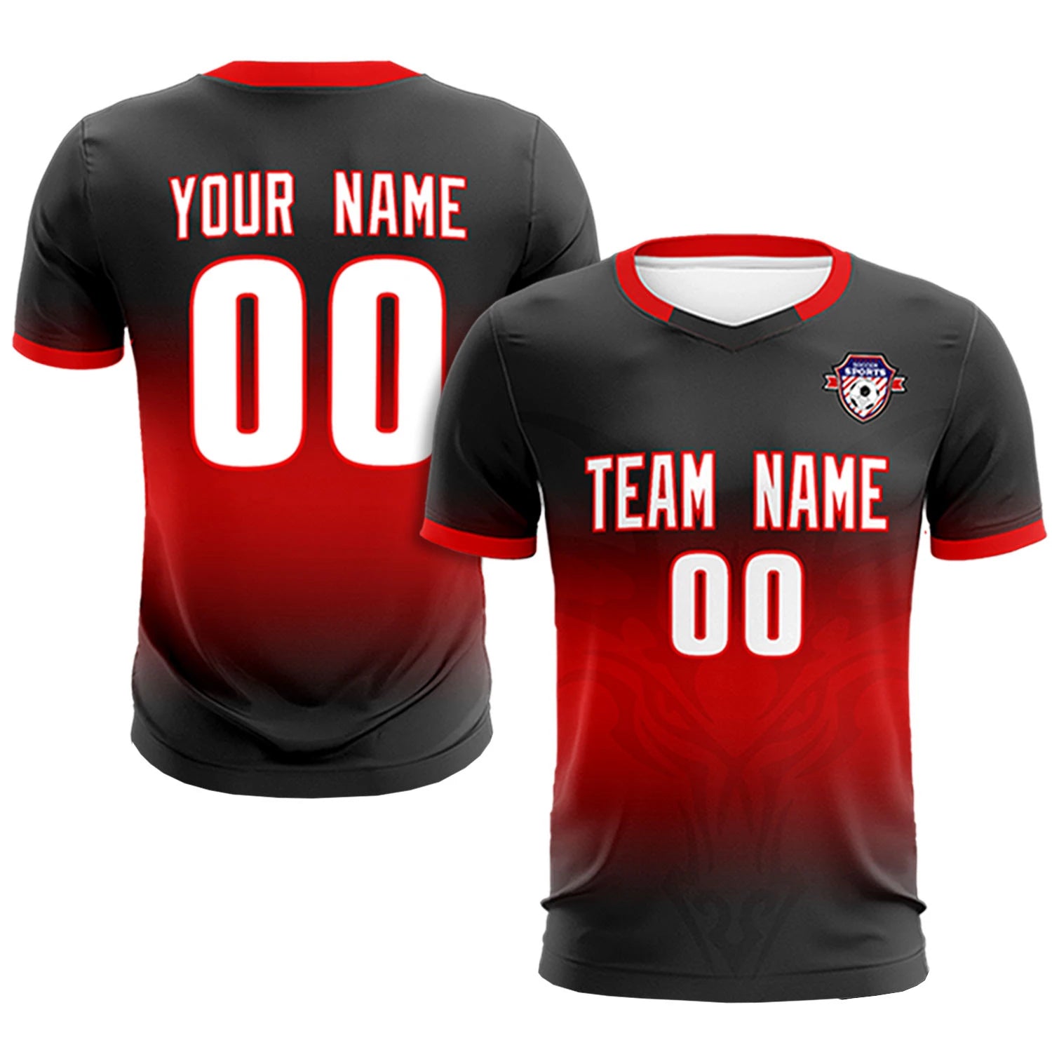 Custom Black Red Soft Training Uniform Soccer Sets Jersey