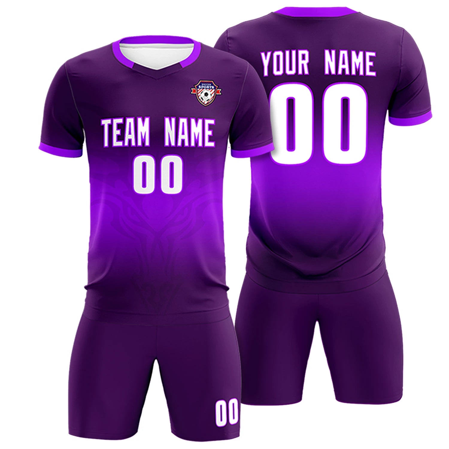 Custom Dark Purple Purple Soft Training Uniform Soccer Sets Jersey