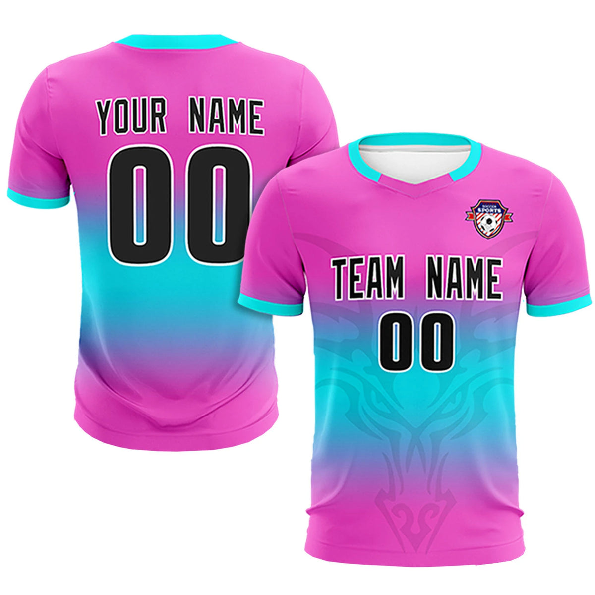 Custom Pink Sky Blue Soft Training Uniform Soccer Sets Jersey