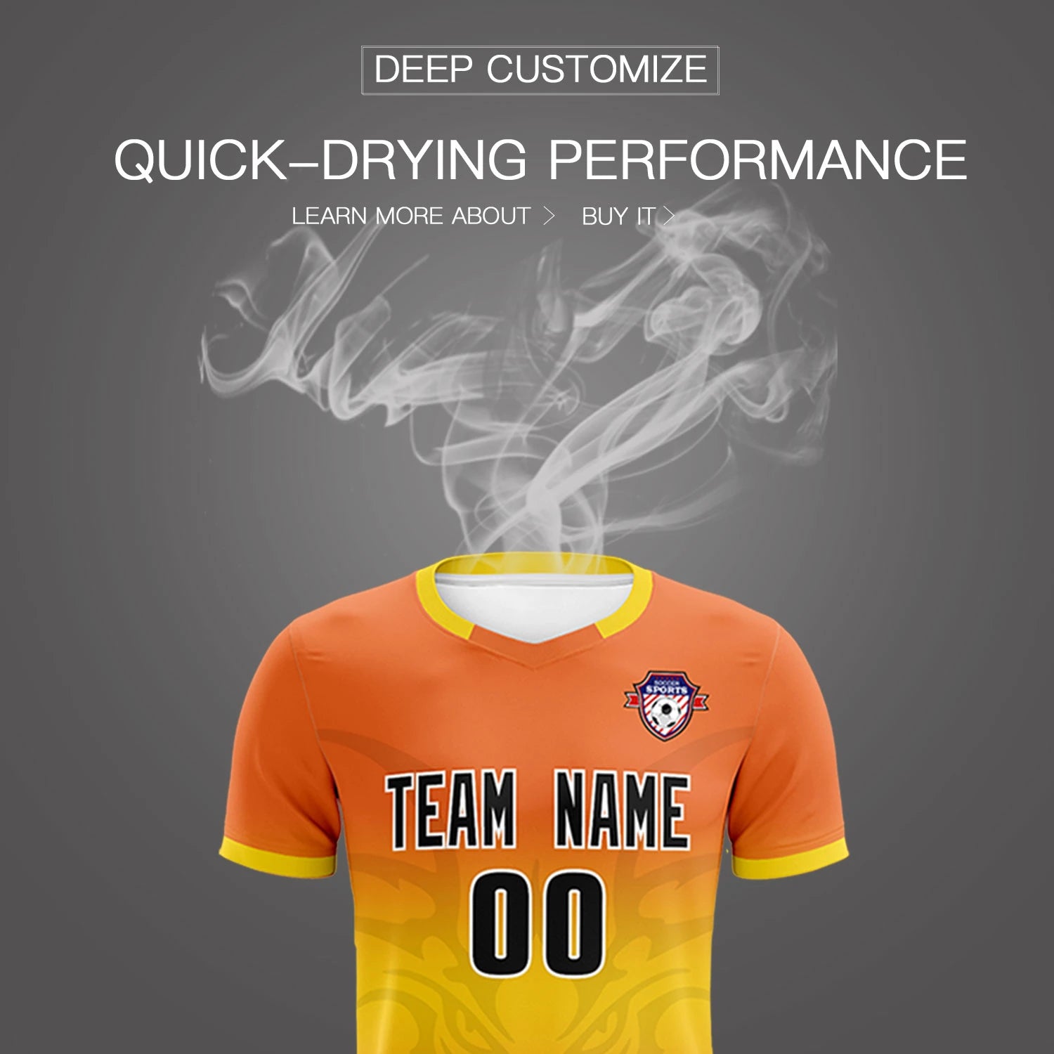 Custom Orange Yellow Soft Training Uniform Soccer Sets Jersey