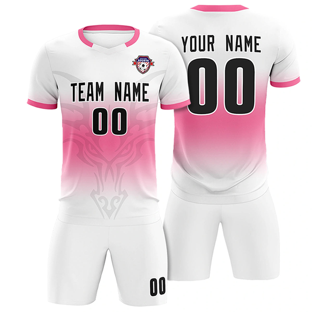 Custom White Pink Soft Training Uniform Soccer Sets Jersey