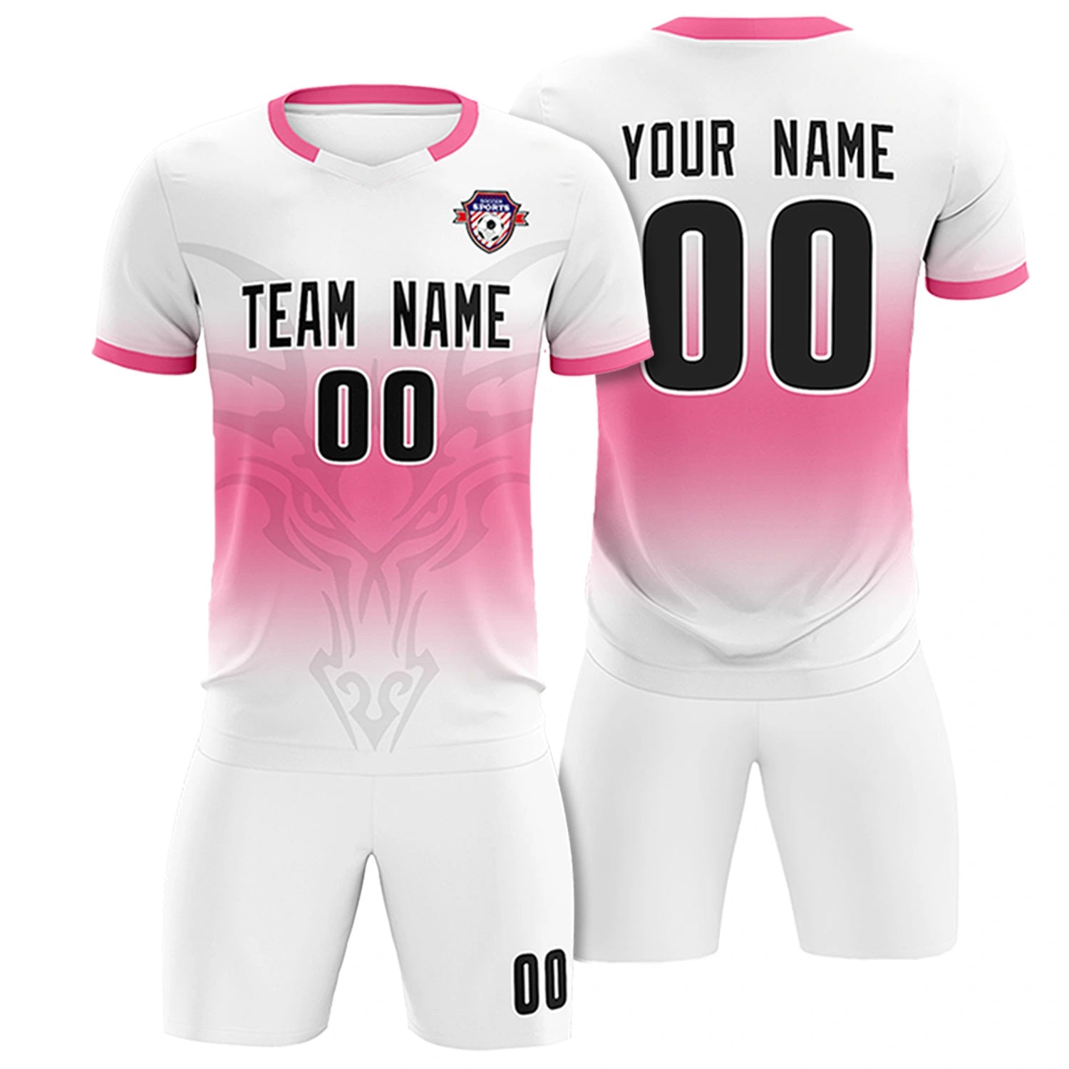 Custom White Pink Soft Training Uniform Soccer Sets Jersey