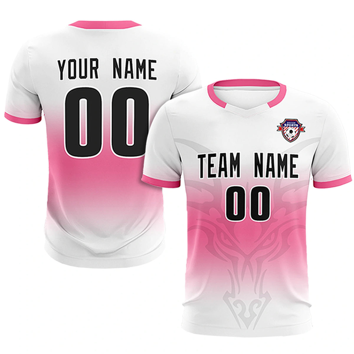 Custom White Pink Soft Training Uniform Soccer Sets Jersey