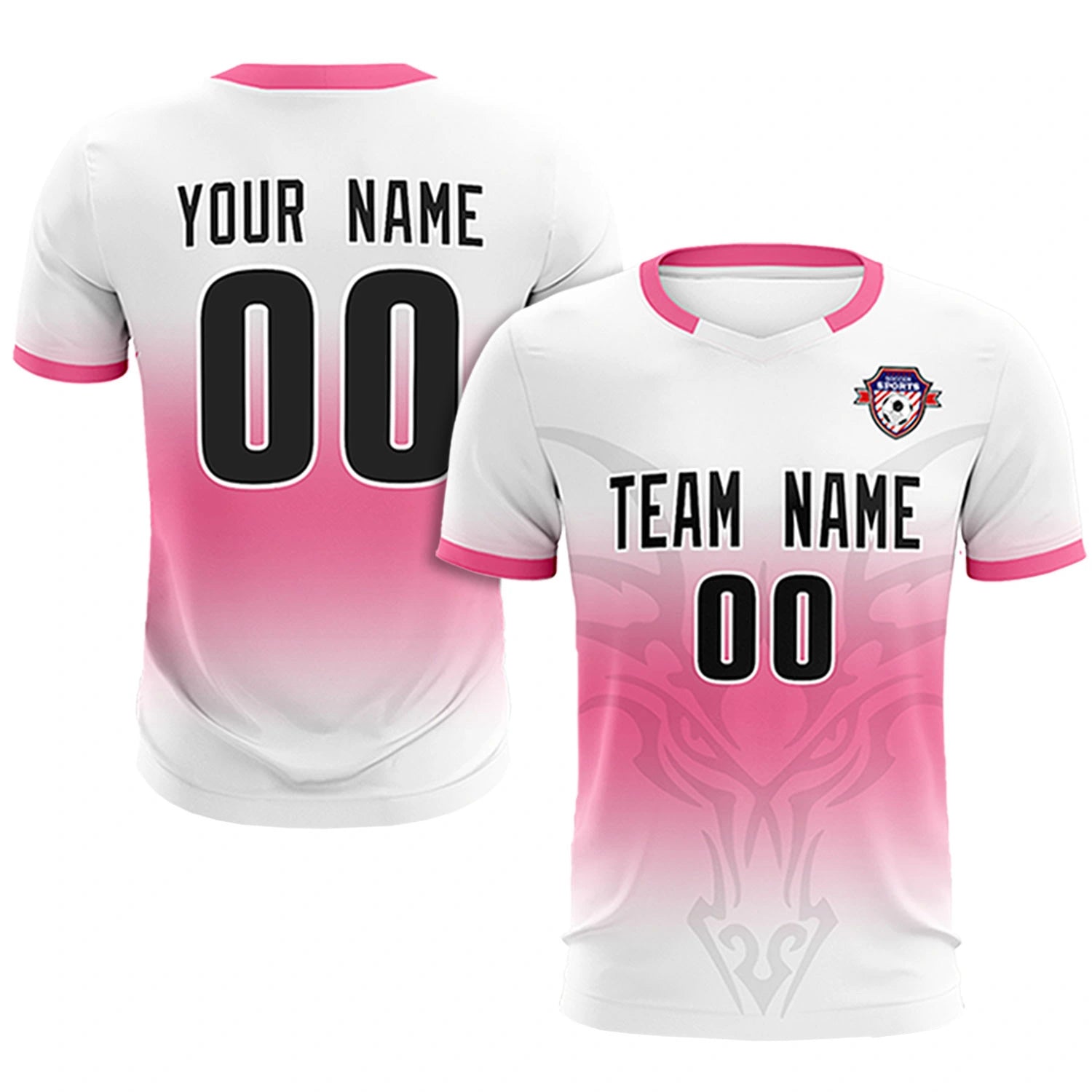 Custom White Pink Soft Training Uniform Soccer Sets Jersey