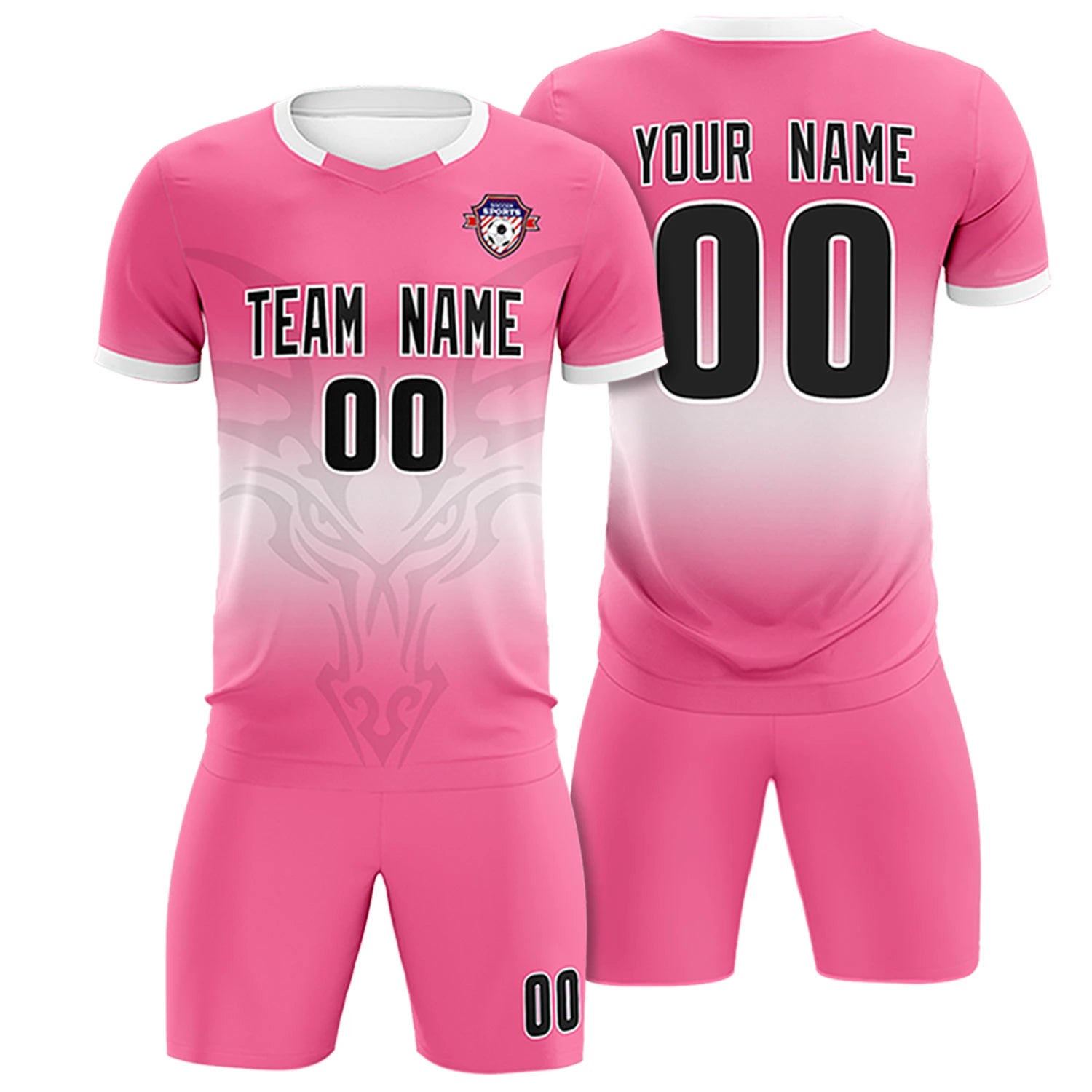 Custom Pink White Soft Training Uniform Soccer Sets Jersey