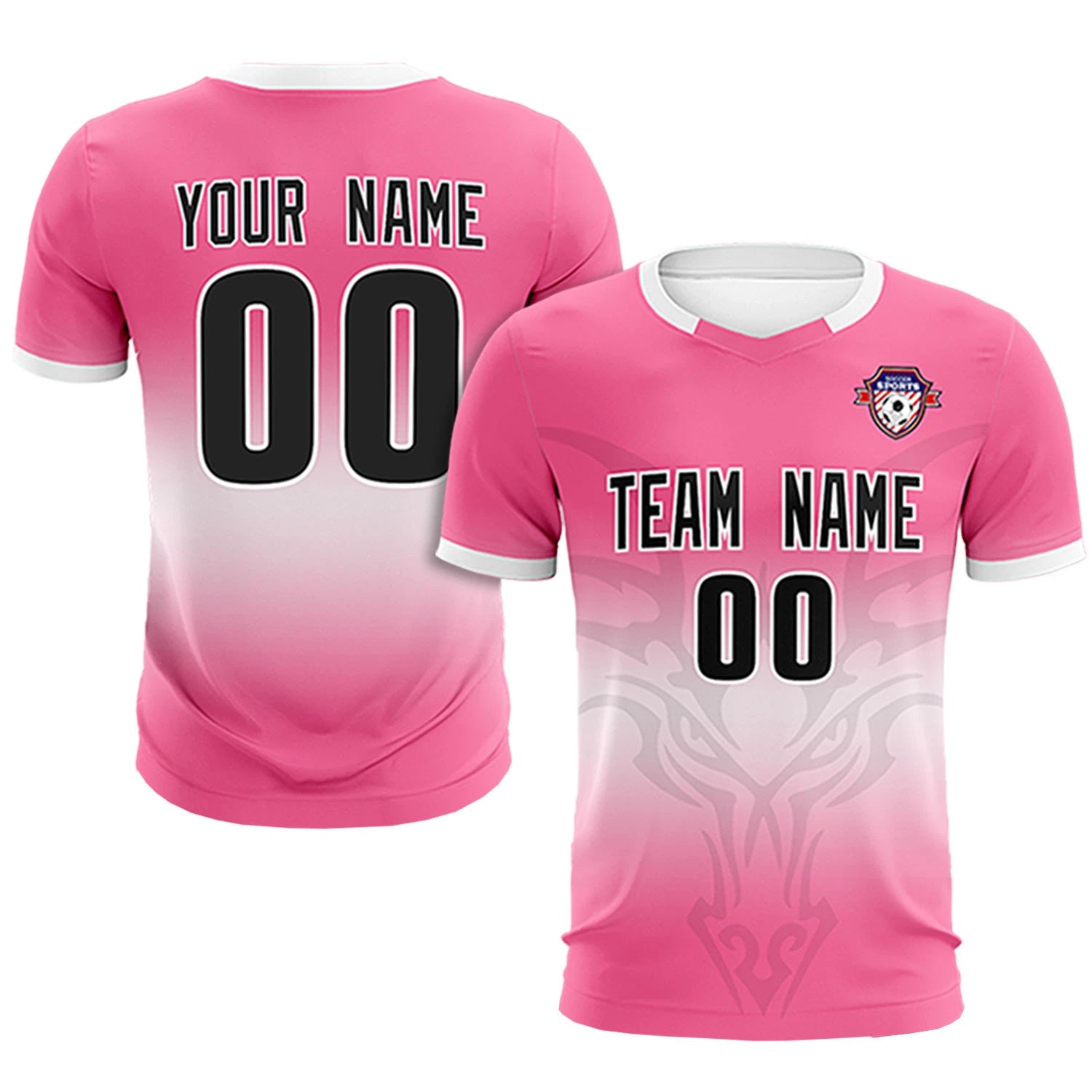 Custom Pink White Soft Training Uniform Soccer Sets Jersey