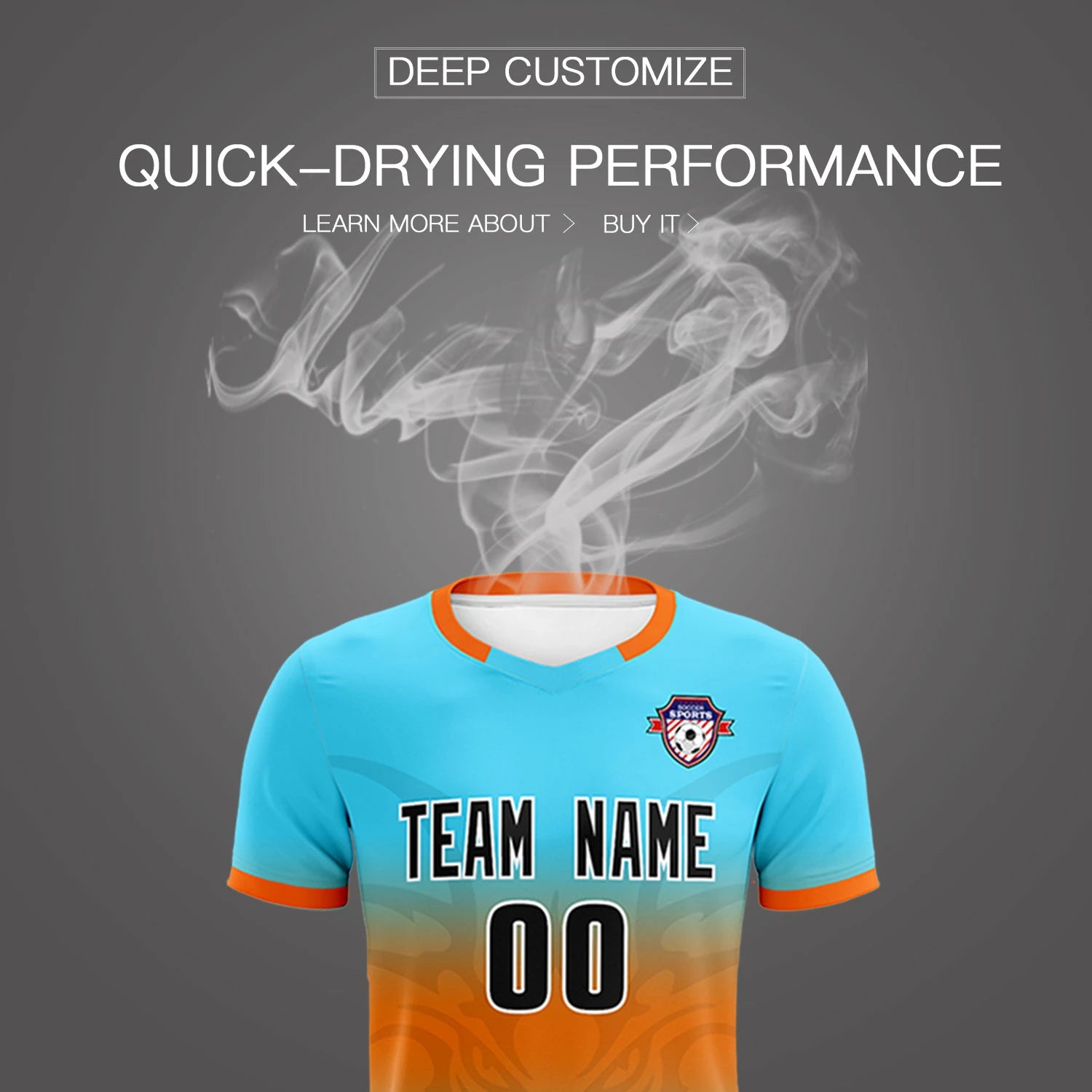 Custom Aqua Orange Soft Training Uniform Soccer Sets Jersey