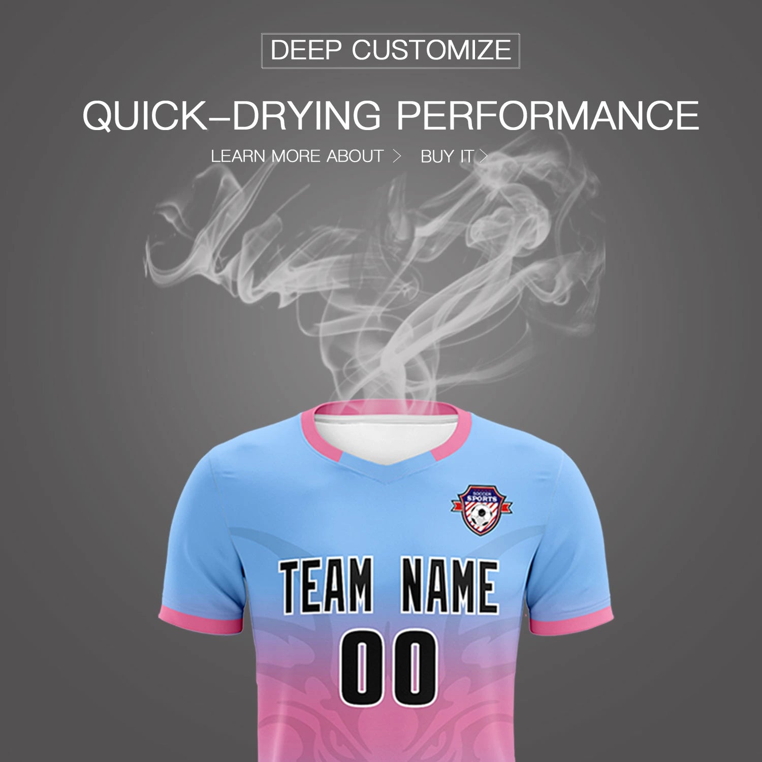 Custom Light Blue Pink Soft Training Uniform Soccer Sets Jersey