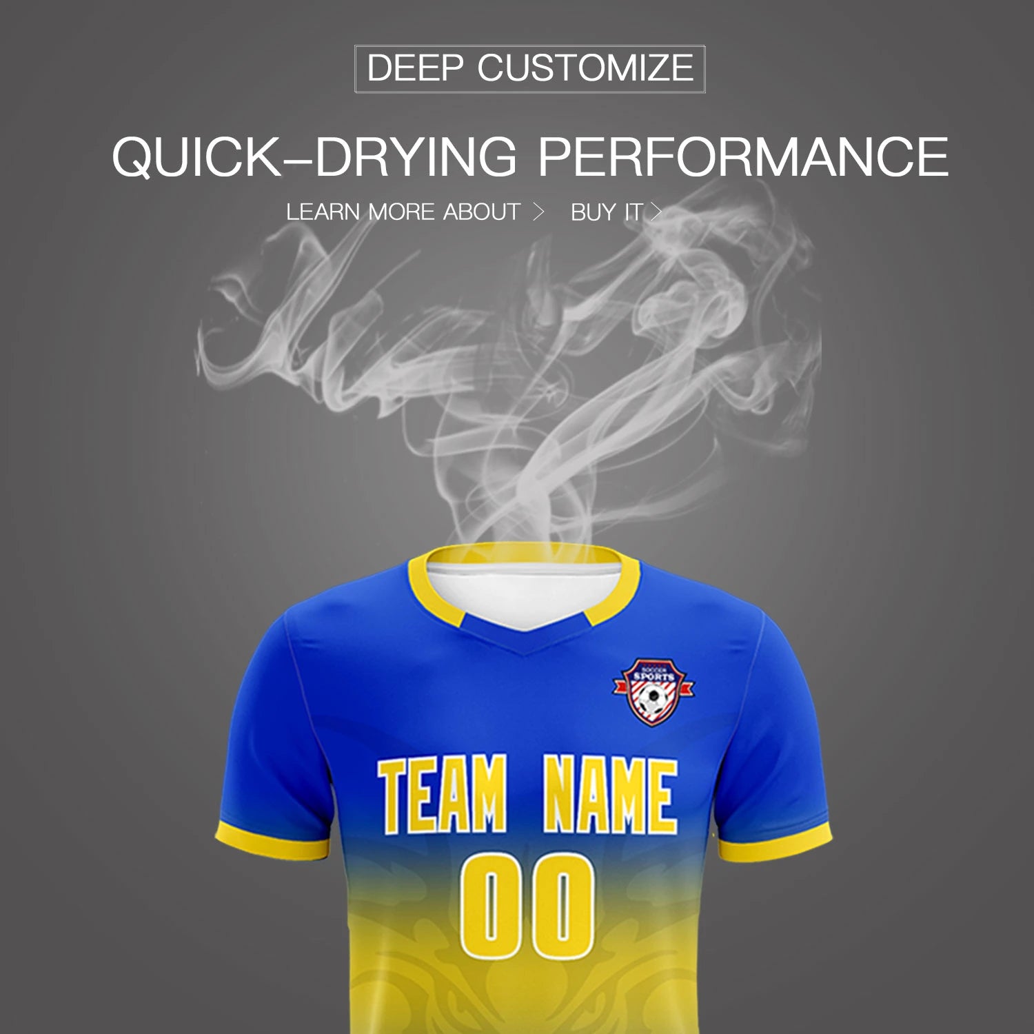 Custom Royal Blue Yellow Soft Training Uniform Soccer Sets Jersey