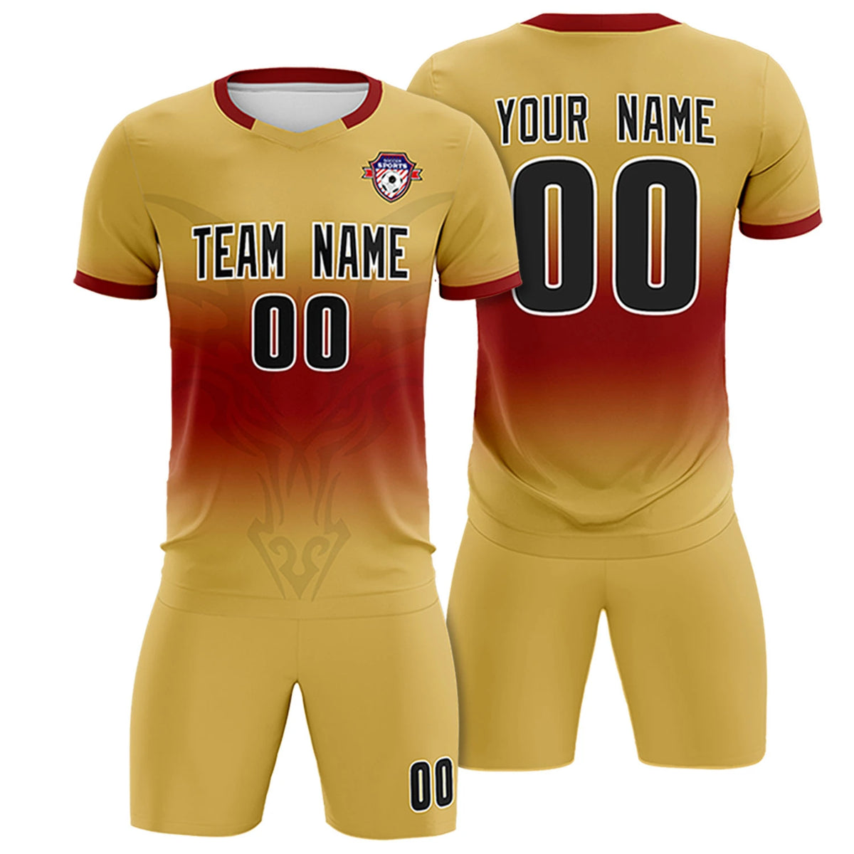 Custom Khaki Crimson Soft Training Uniform Soccer Sets Jersey