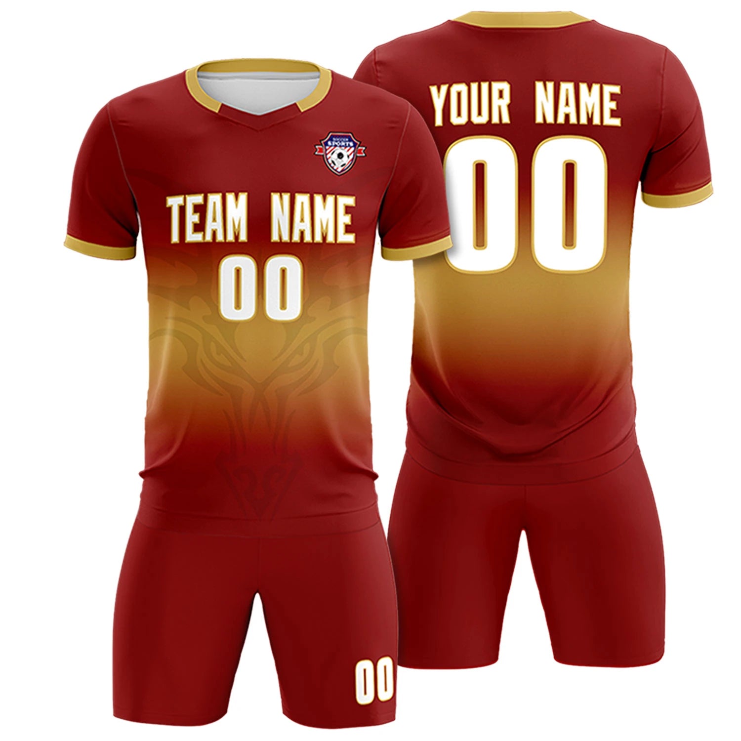 Custom Crimson Khaki Soft Training Uniform Soccer Sets Jersey