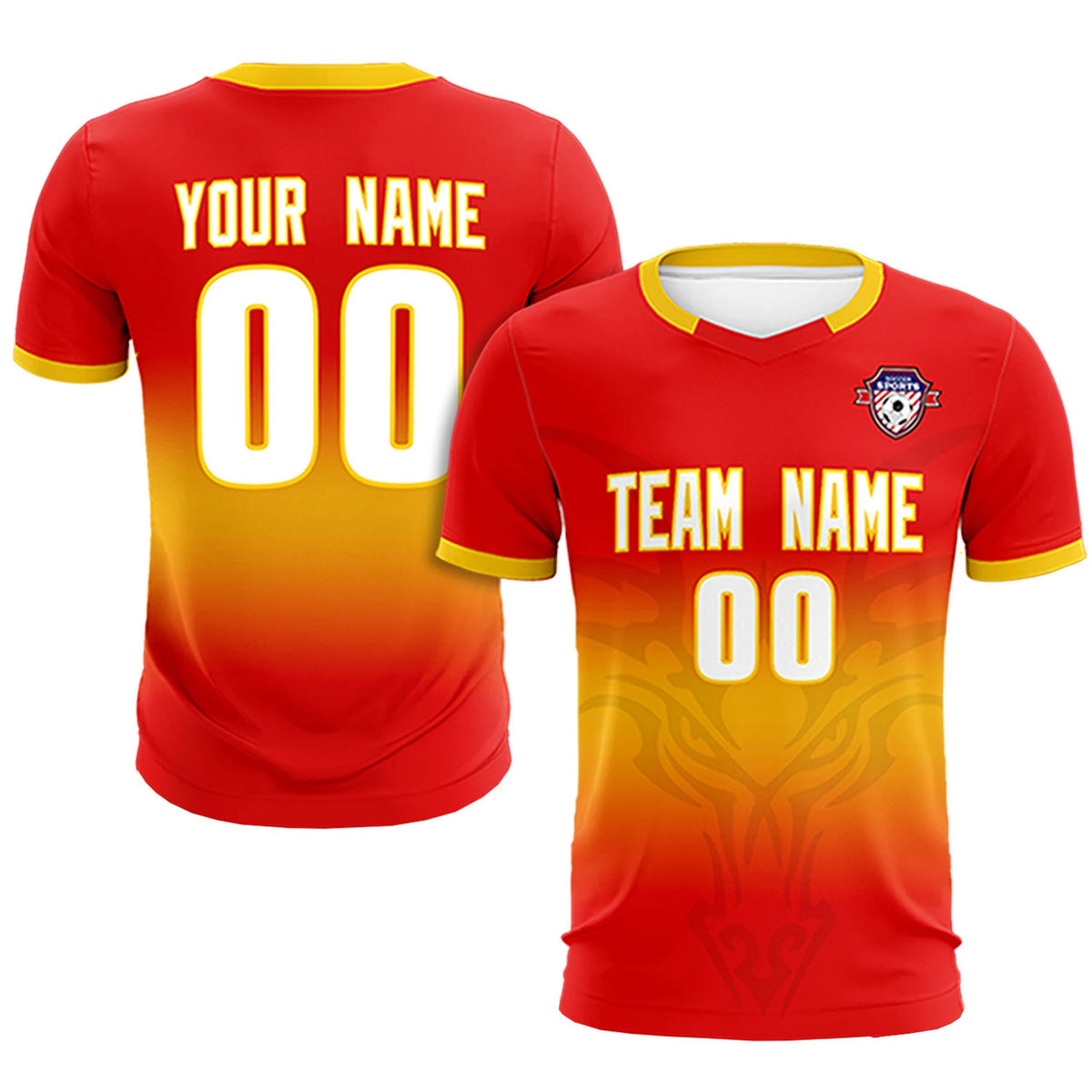 Custom Red Yellow Soft Training Uniform Soccer Sets Jersey