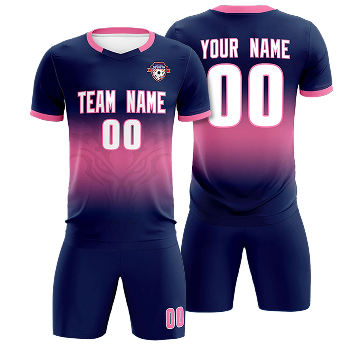 Custom Navy Pink Soft Training Uniform Soccer Sets Jersey