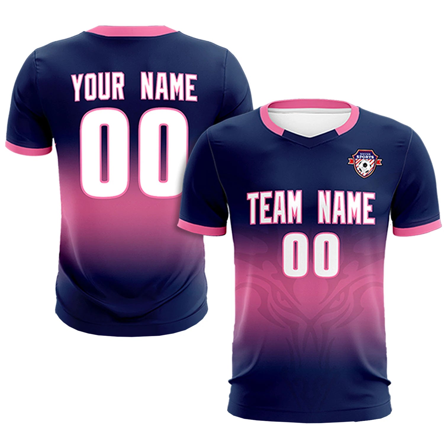 Custom Navy Pink Soft Training Uniform Soccer Sets Jersey