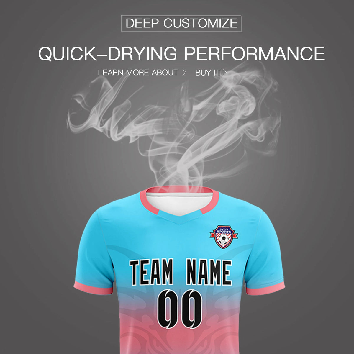 Custom Powder Blue Light Red Soft Training Uniform Soccer Sets Jersey