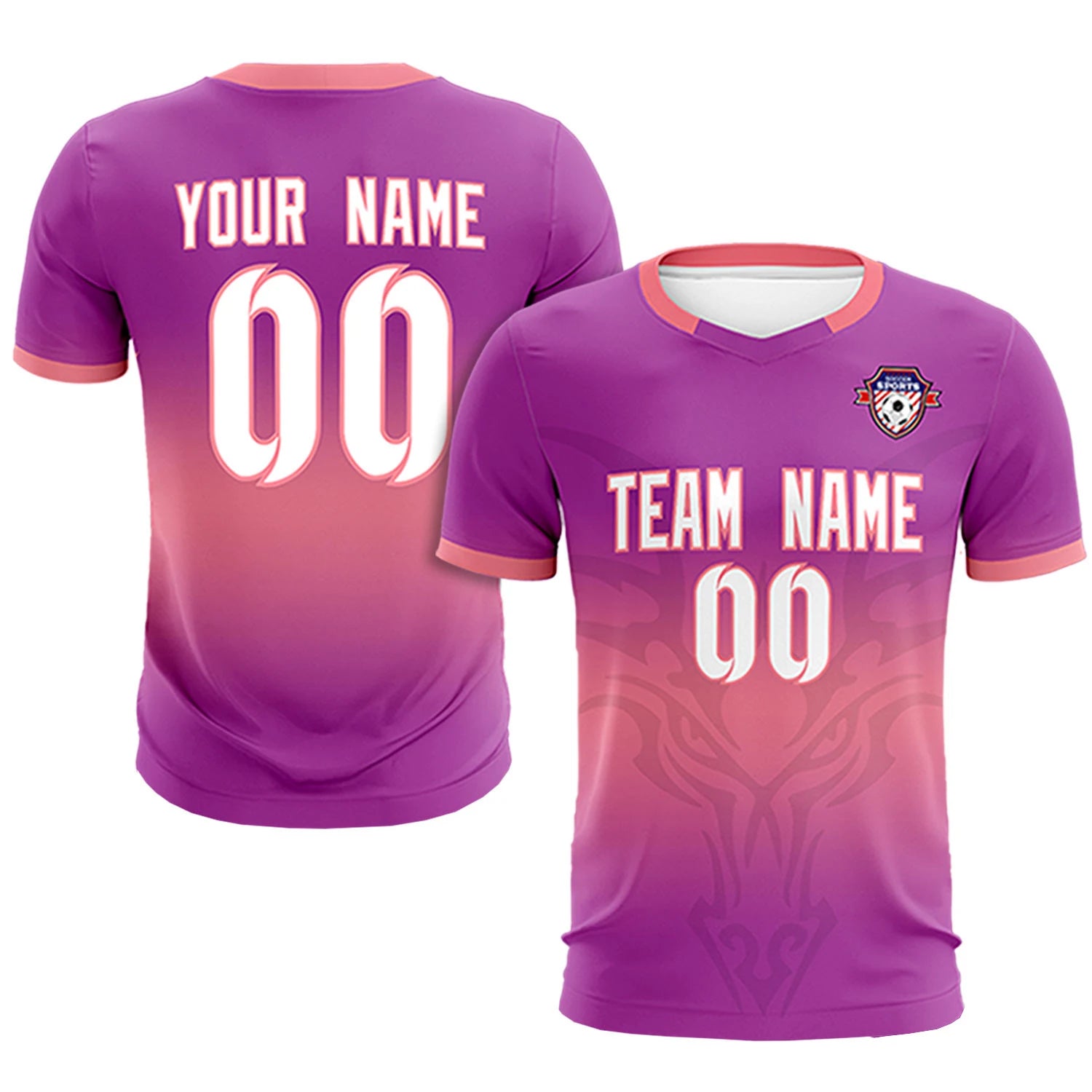 Custom Dark Pink Light Red Soft Training Uniform Soccer Sets Jersey