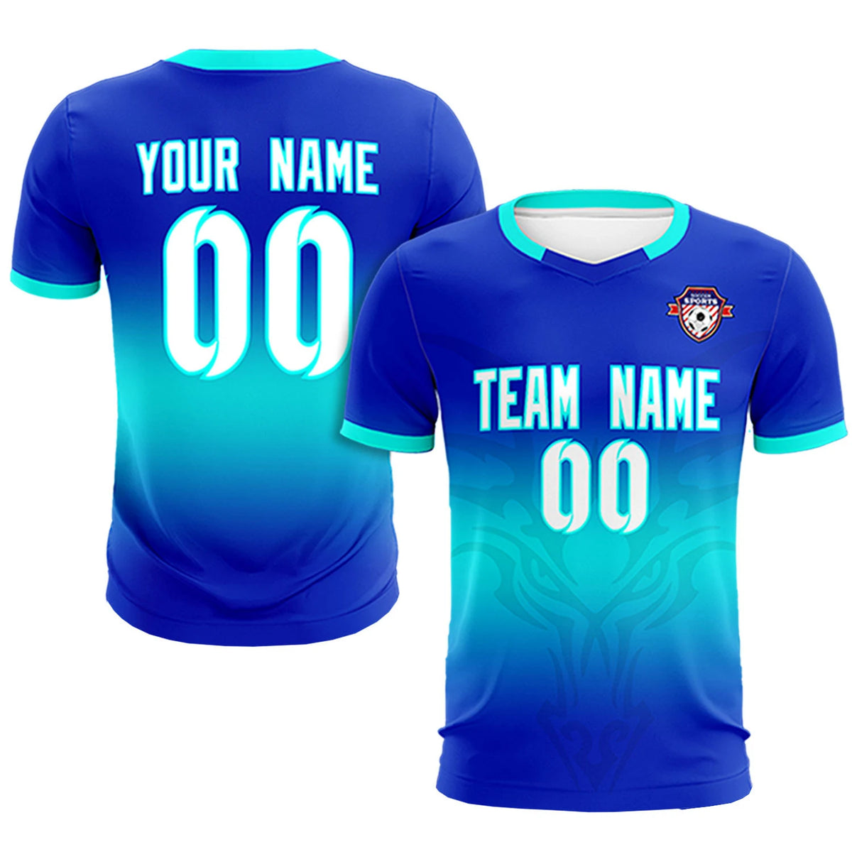 Custom Royal Blue Bright Green Soft Training Uniform Soccer Sets Jersey