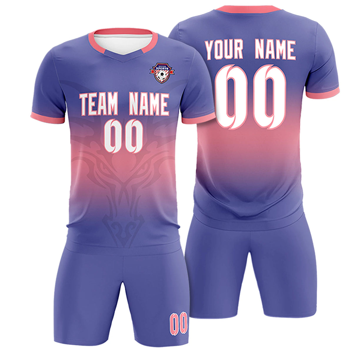 Custom Light Purple Light Red Soft Training Uniform Soccer Sets Jersey