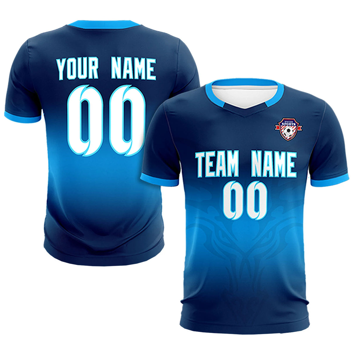 Custom Navy Powder Blue Soft Training Uniform Soccer Sets Jersey