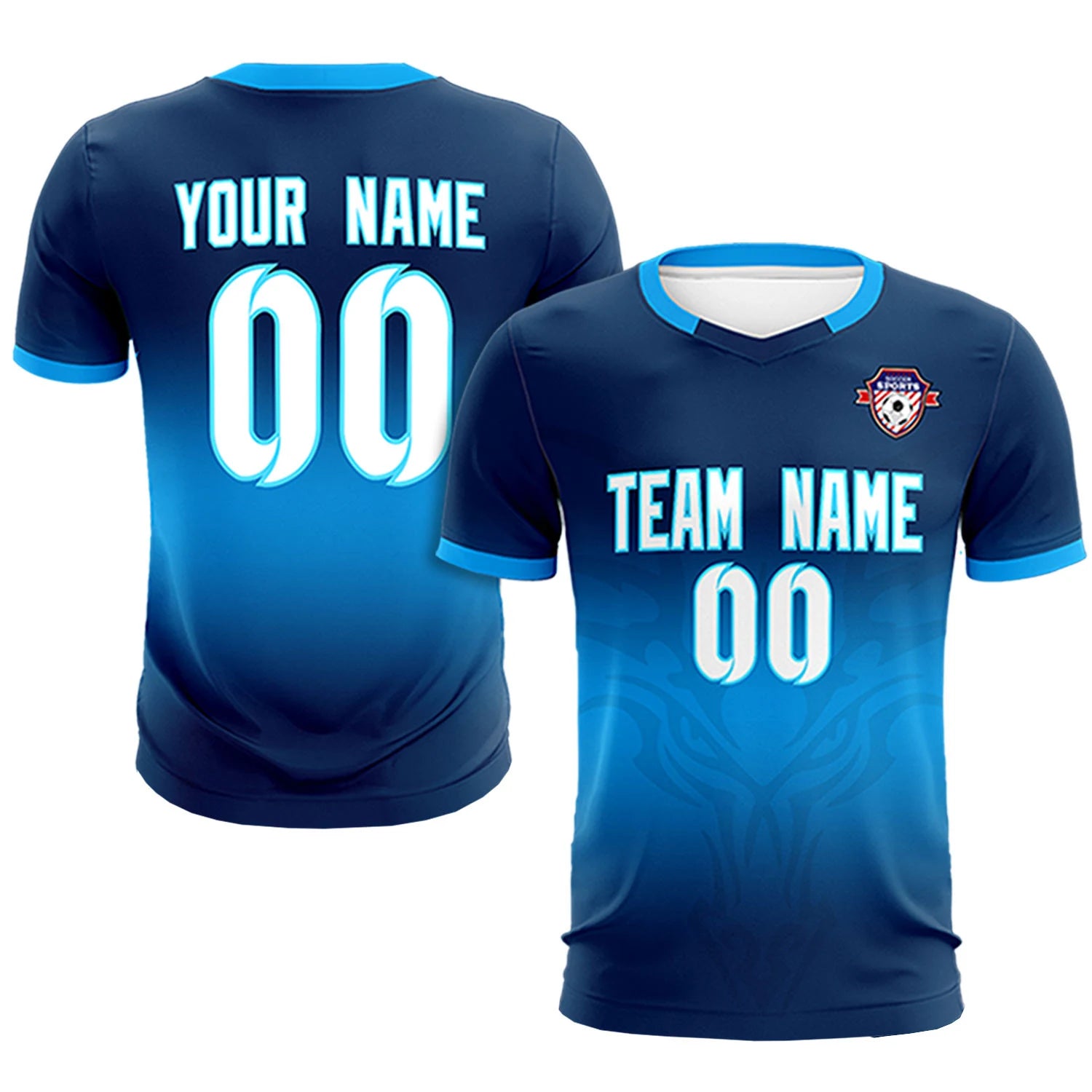 Custom Navy Powder Blue Soft Training Uniform Soccer Sets Jersey