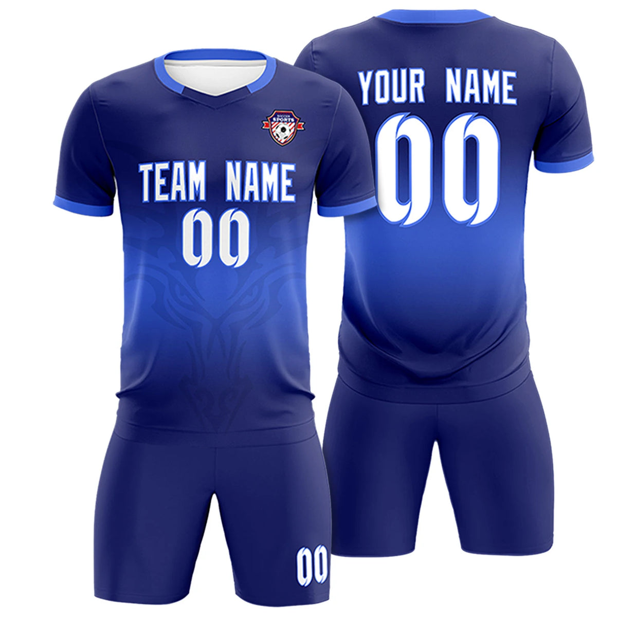 Custom Navy Royal Blue Soft Training Uniform Soccer Sets Jersey