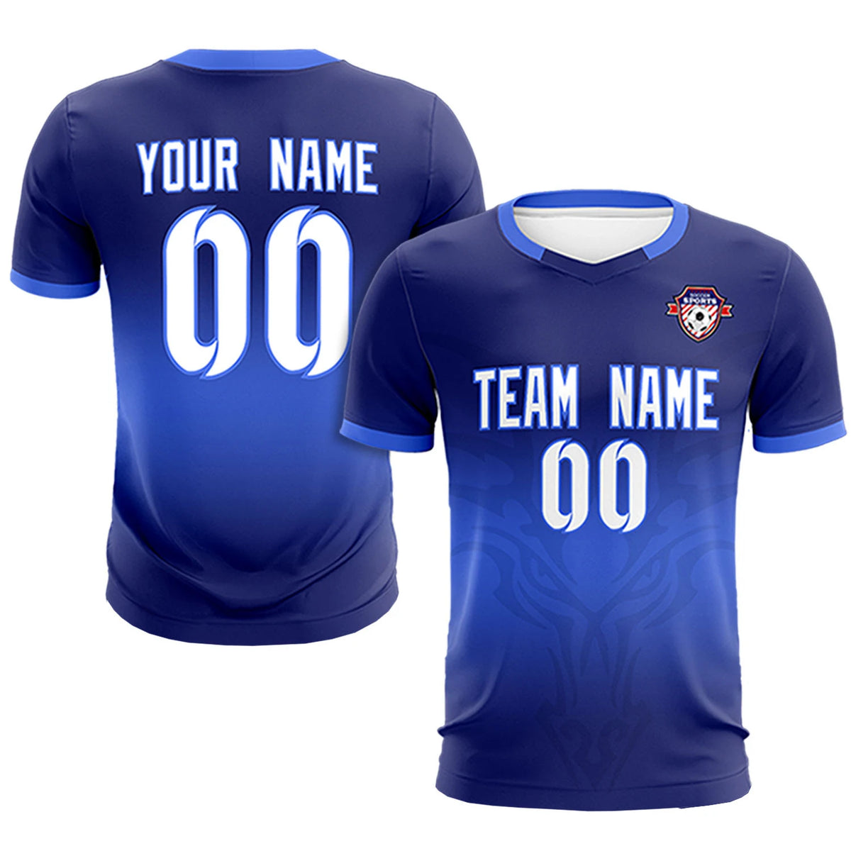Custom Navy Royal Blue Soft Training Uniform Soccer Sets Jersey