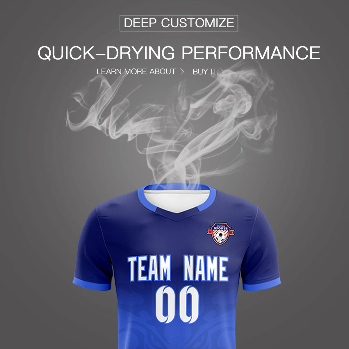 Custom Navy Royal Blue Soft Training Uniform Soccer Sets Jersey