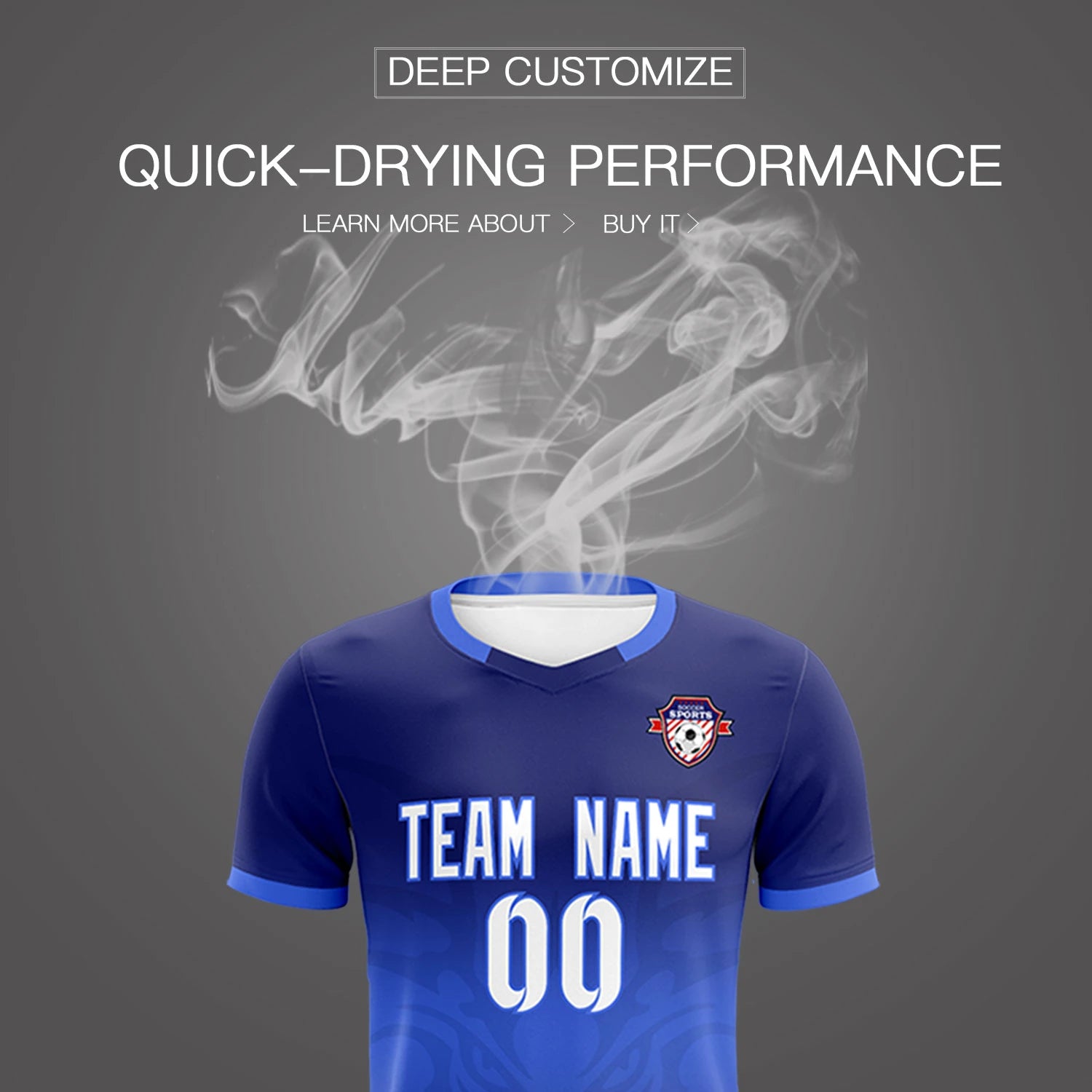 Custom Navy Royal Blue Soft Training Uniform Soccer Sets Jersey