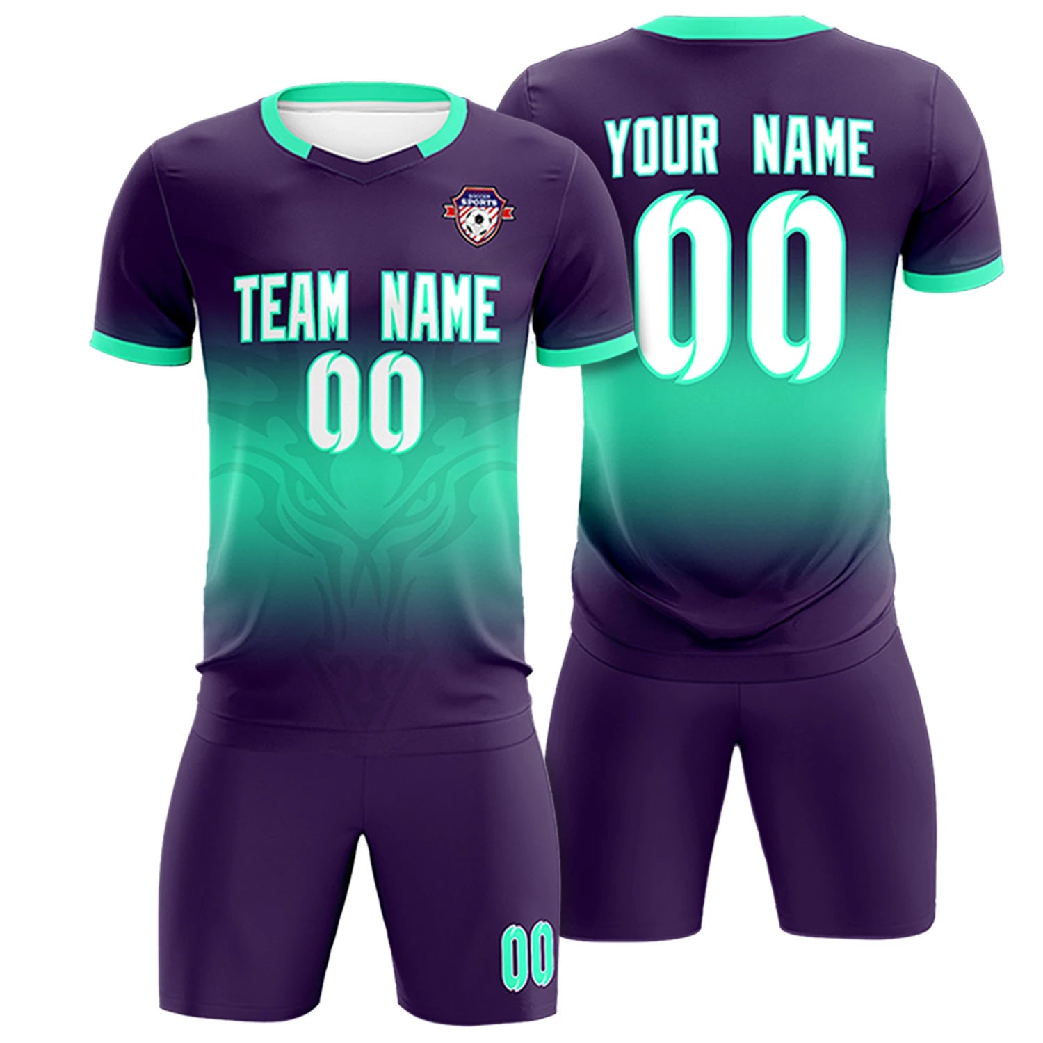 Custom Light Purple Light Green Soft Training Uniform Soccer Sets Jersey