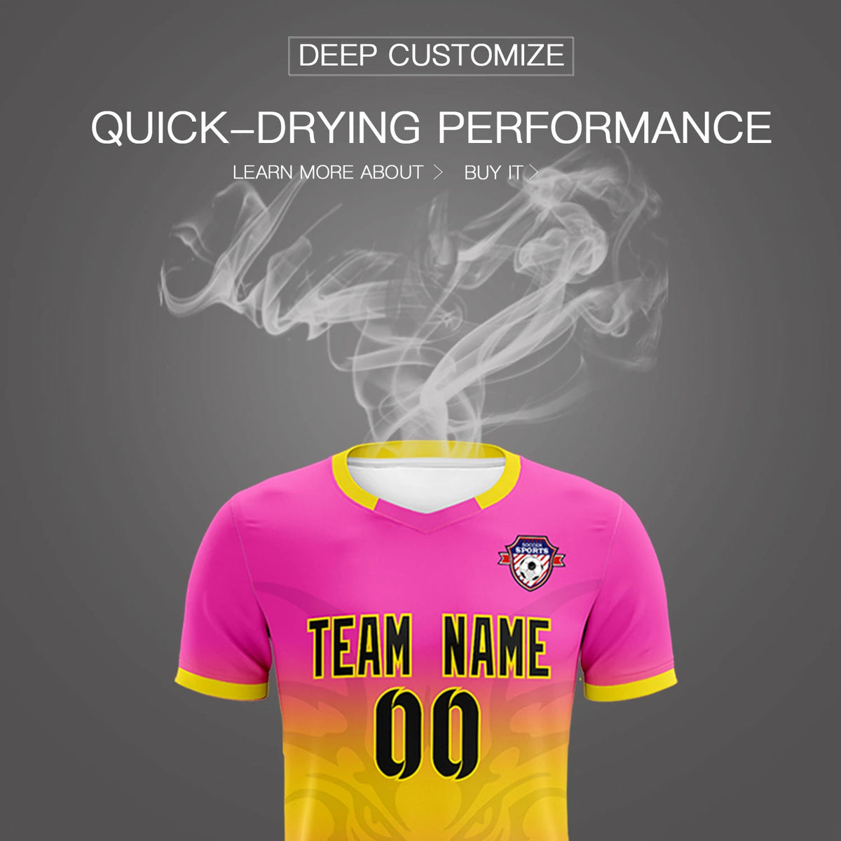 Custom Pink Yellow Soft Training Uniform Soccer Sets Jersey