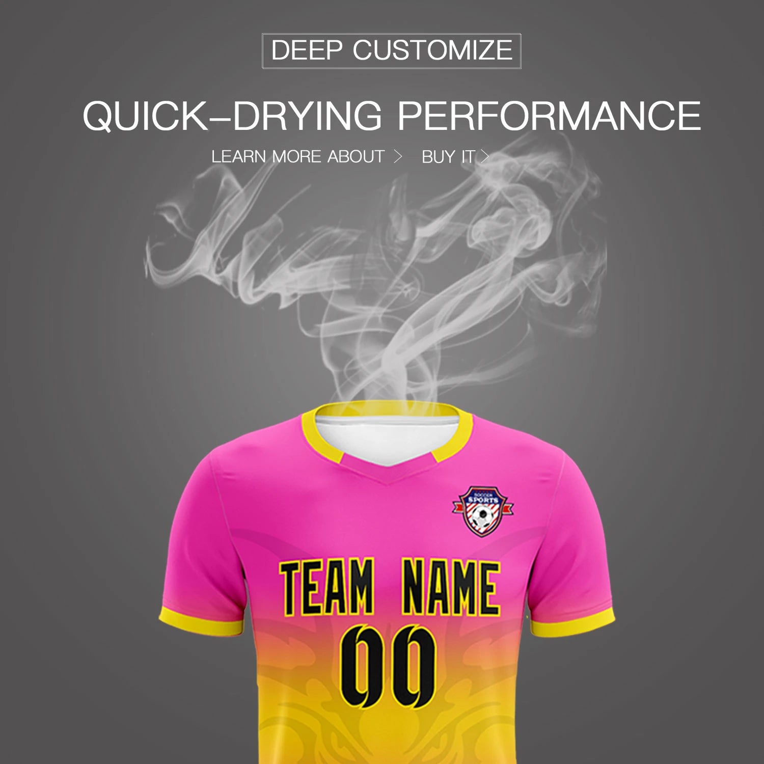 Custom Pink Yellow Soft Training Uniform Soccer Sets Jersey