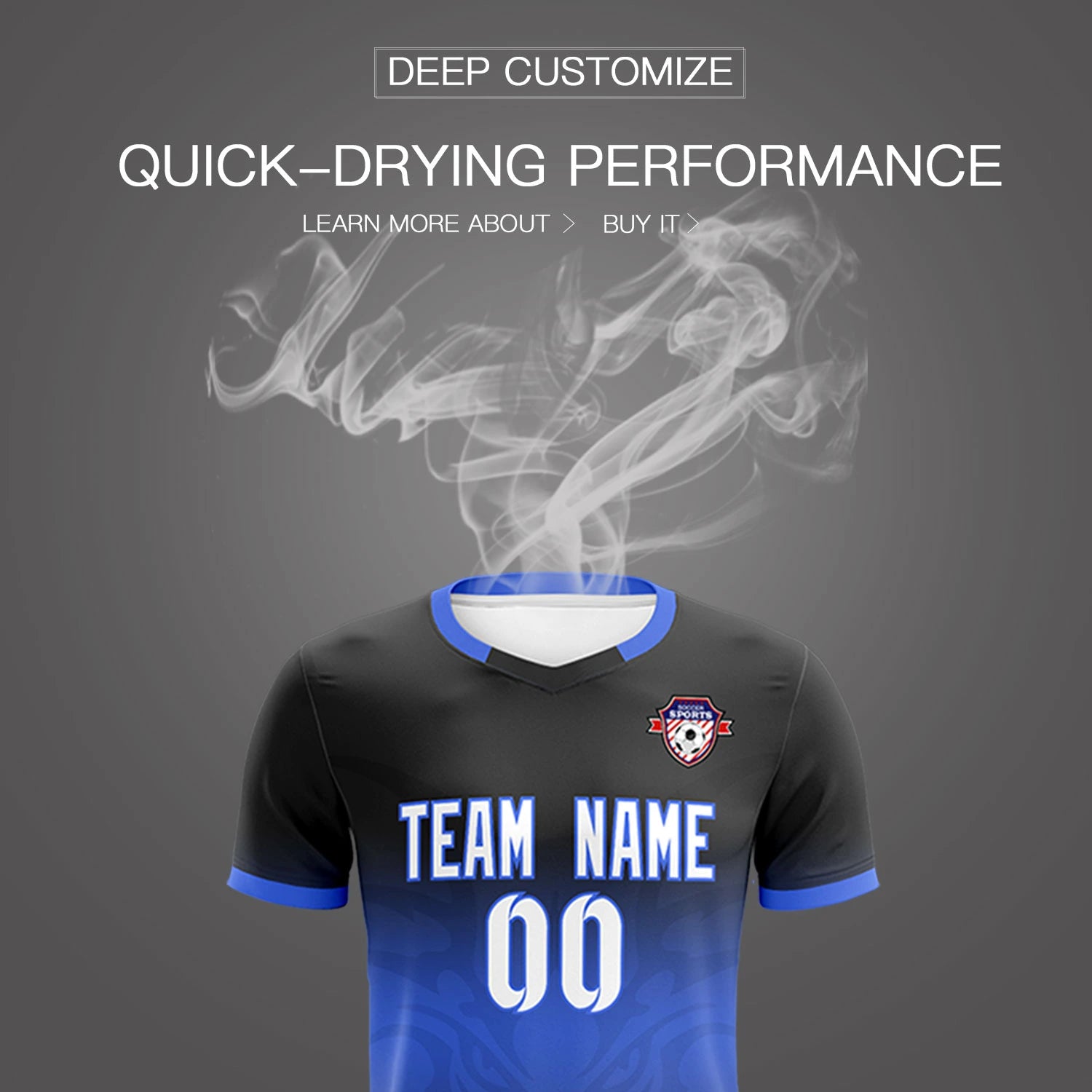 Custom Black Royal Blue Soft Training Uniform Soccer Sets Jersey