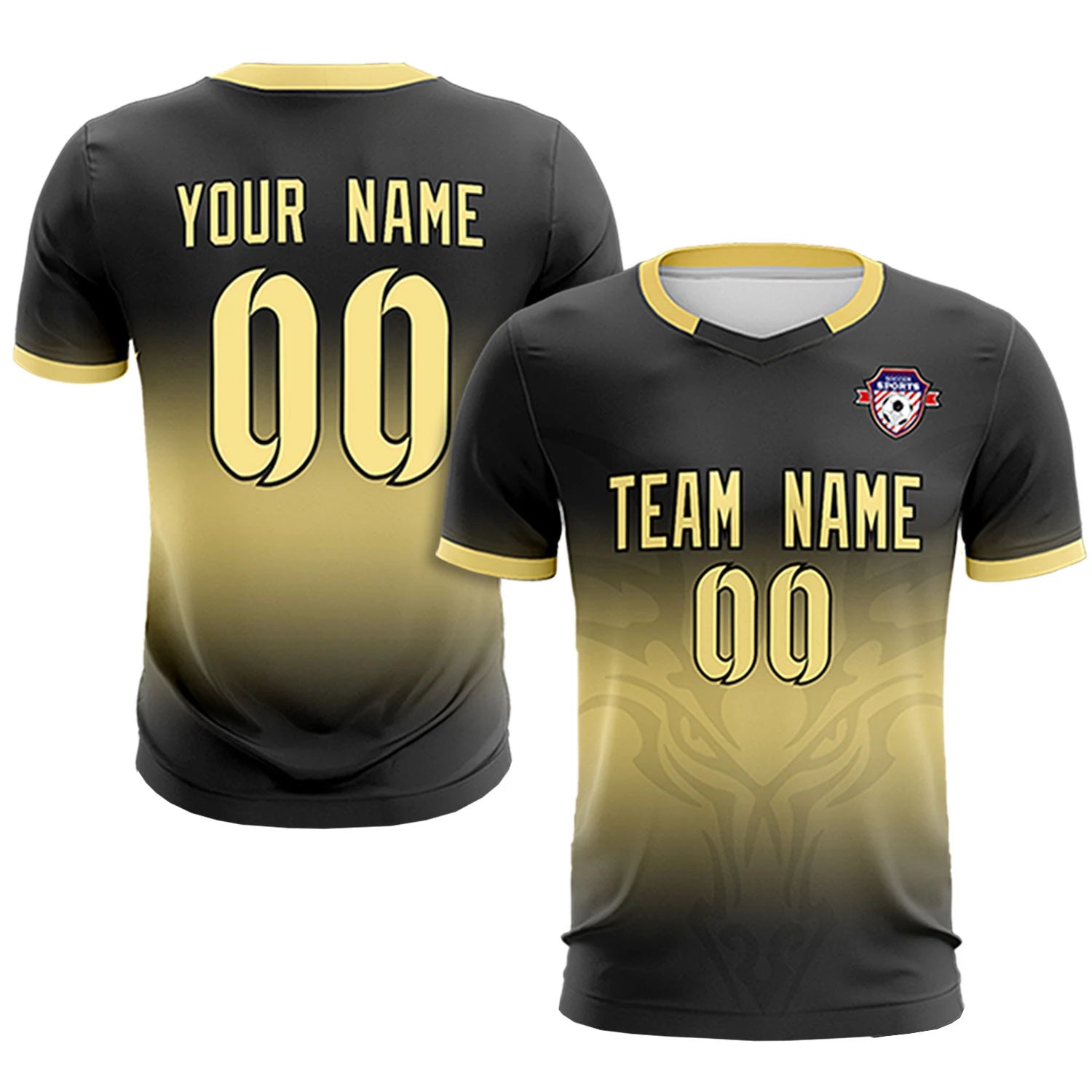 Custom Black Khaki Soft Training Uniform Soccer Sets Jersey