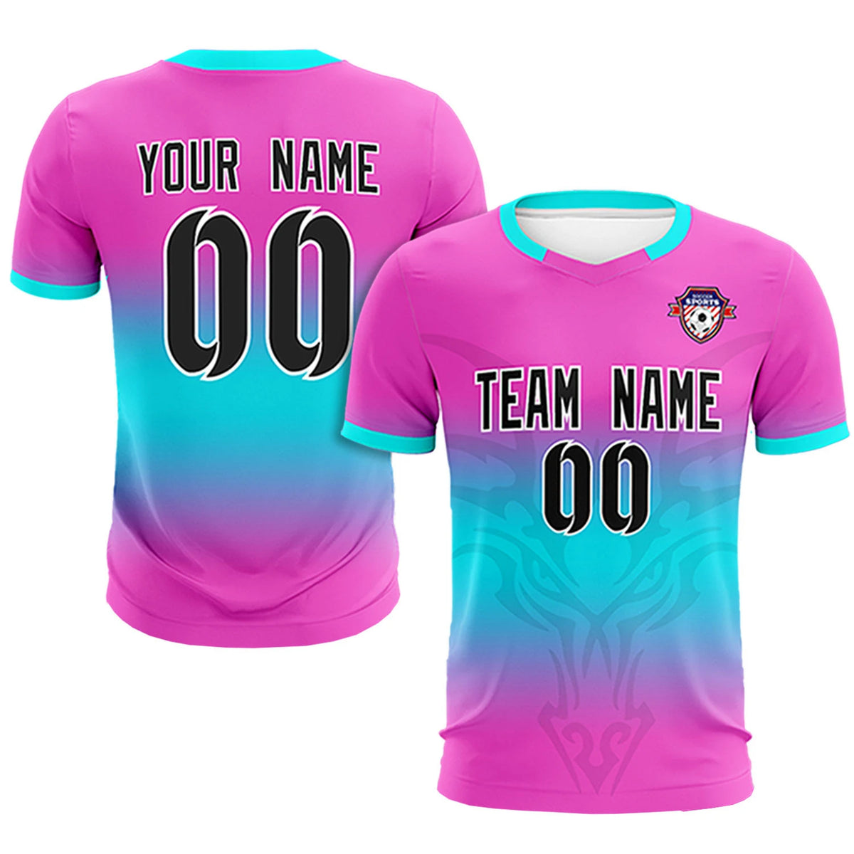 Custom Pink Sky Blue Soft Training Uniform Soccer Sets Jersey