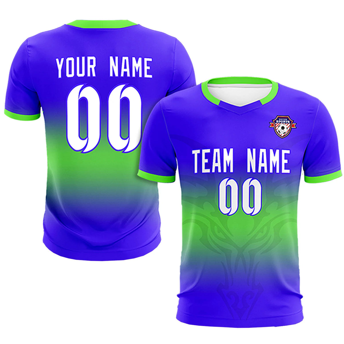 Custom Royal Blue Neon Green Soft Training Uniform Soccer Sets Jersey